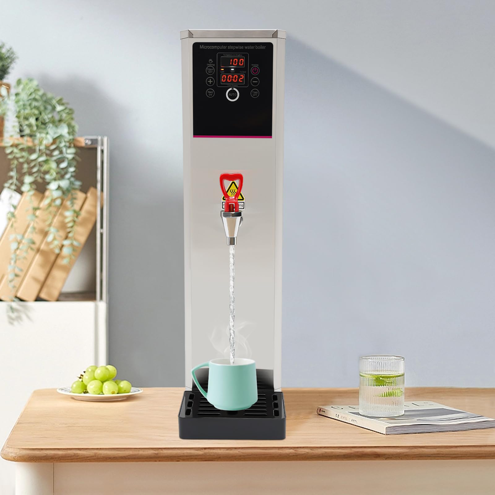 Commercial Hot Water Dispenser 3000W Fast Heating - 45L/H Stainless Steel Electric Water Boiler for Tea, Milk, Coffee - Perfect for Restaurants, Hotels, and Office Use - 12-18 Minute Boil Time, Silver Finish