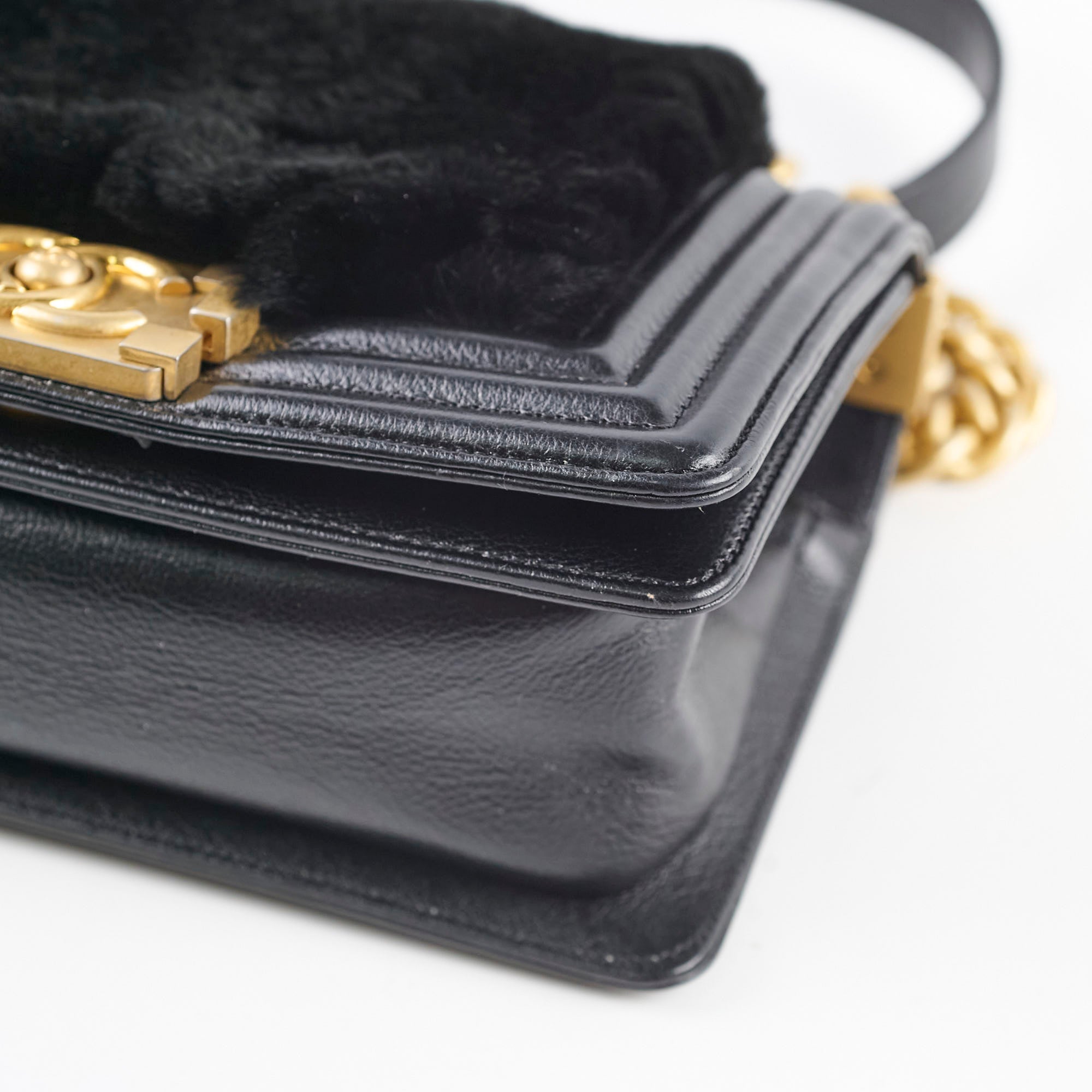 Chanel Boy Black Fur Handbag - Luxury Quilted Leather Crossbody Bag for Women | Perfect for Evening Parties, Date Nights & Special Occasions