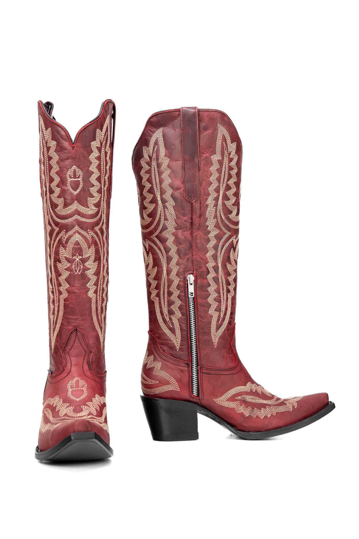 Valencia Tall Snip Toe Cowgirl Boots for Women - Western Riding Boots with Pointed Toe & Leather Upper - Perfect for Country Dancing, Rodeo, and Western Fashion