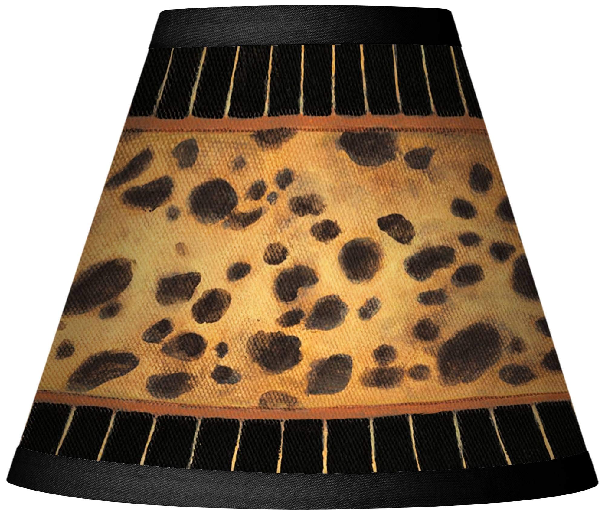 Set of 4 Empire Style Lamp Shades - Leopard Print in Black & Brown - 3