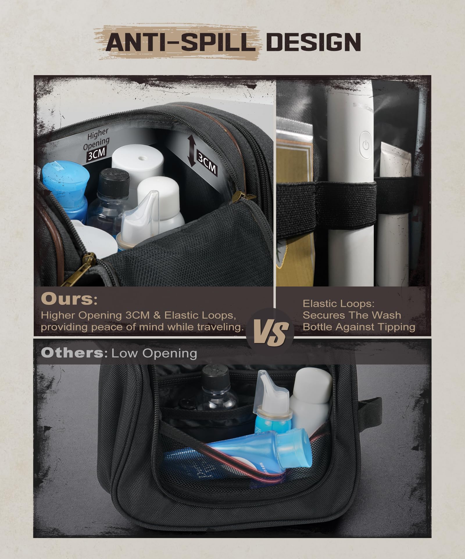 Premium Canvas Hanging Toiletry Bag for Men - 7 Compartment Travel Organizer with Large Capacity | Waterproof Gym, Camping & Business Trip Essentials Storage | Black Travel Toiletry Kit for Shaving, Cosmetics & Personal Care Items