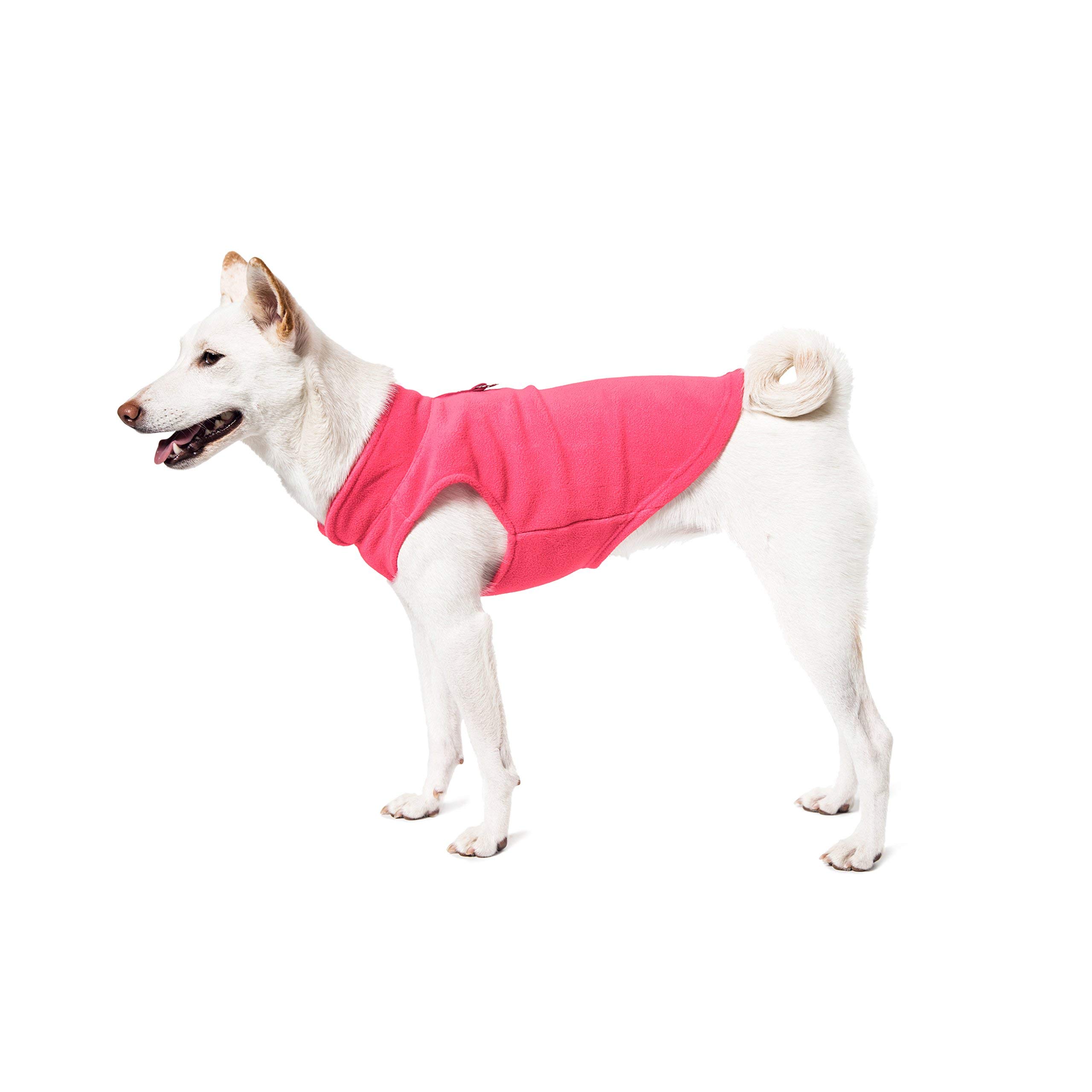 Gooby Fleece Vest Dog Sweater - Peach, Medium - Warm Pullover Fleece Dog Jacket with O-Ring Leash - Winter Small Dog Coat for Cold Weather - Perfect for Small Dogs Boy or Girl - Ideal for Outdoor Walks, Park Visits, and Winter Adventures