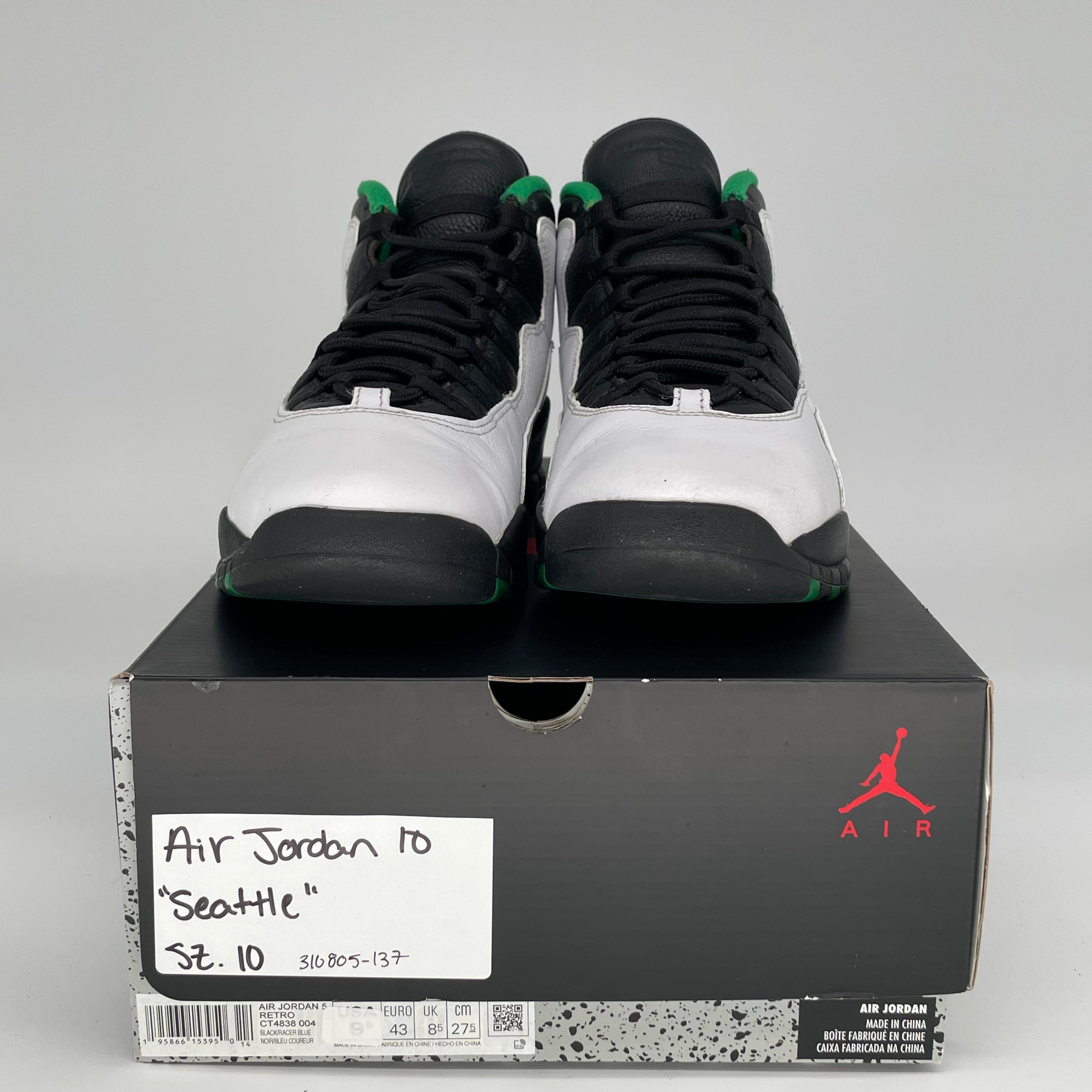 **Air Jordan 10 Retro 'Seattle' Men's Basketball Shoes - Size 10 | Style Code 310805-137 | Perfect for Sneaker Collectors & Streetwear Fashion**    *(Use Case: Ideal for basketball games, casual wear, and sneaker enthusiasts looking for a stylish retro design.)*