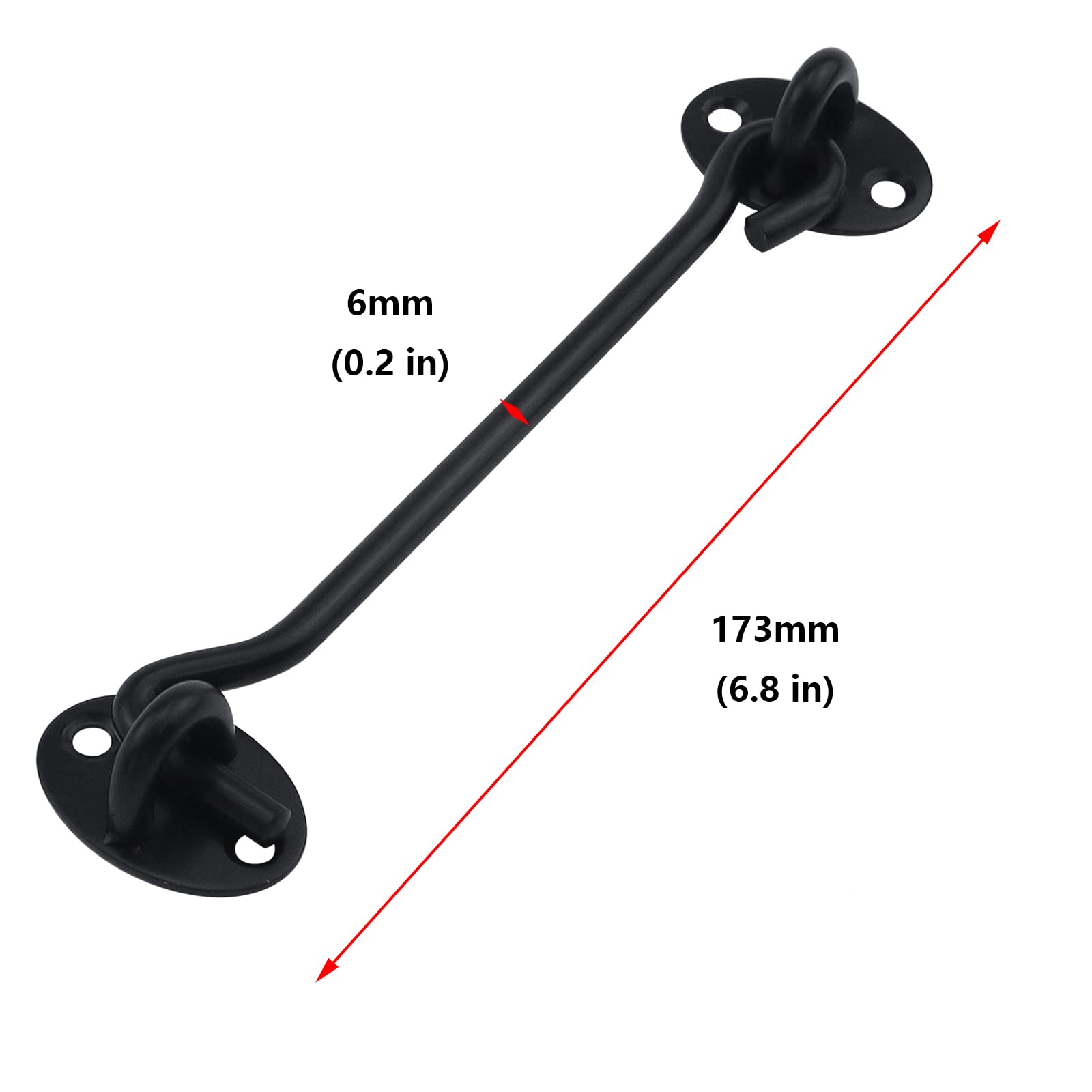 **Antrader 6-Inch Barn Door Lock Set - Stainless Steel Black Privacy Hook & Eye Latch for Cabin, Gate, Closet, Window - Includes Mounting Screws (4 Pack) - Secure Sliding Doors & Home Privacy**