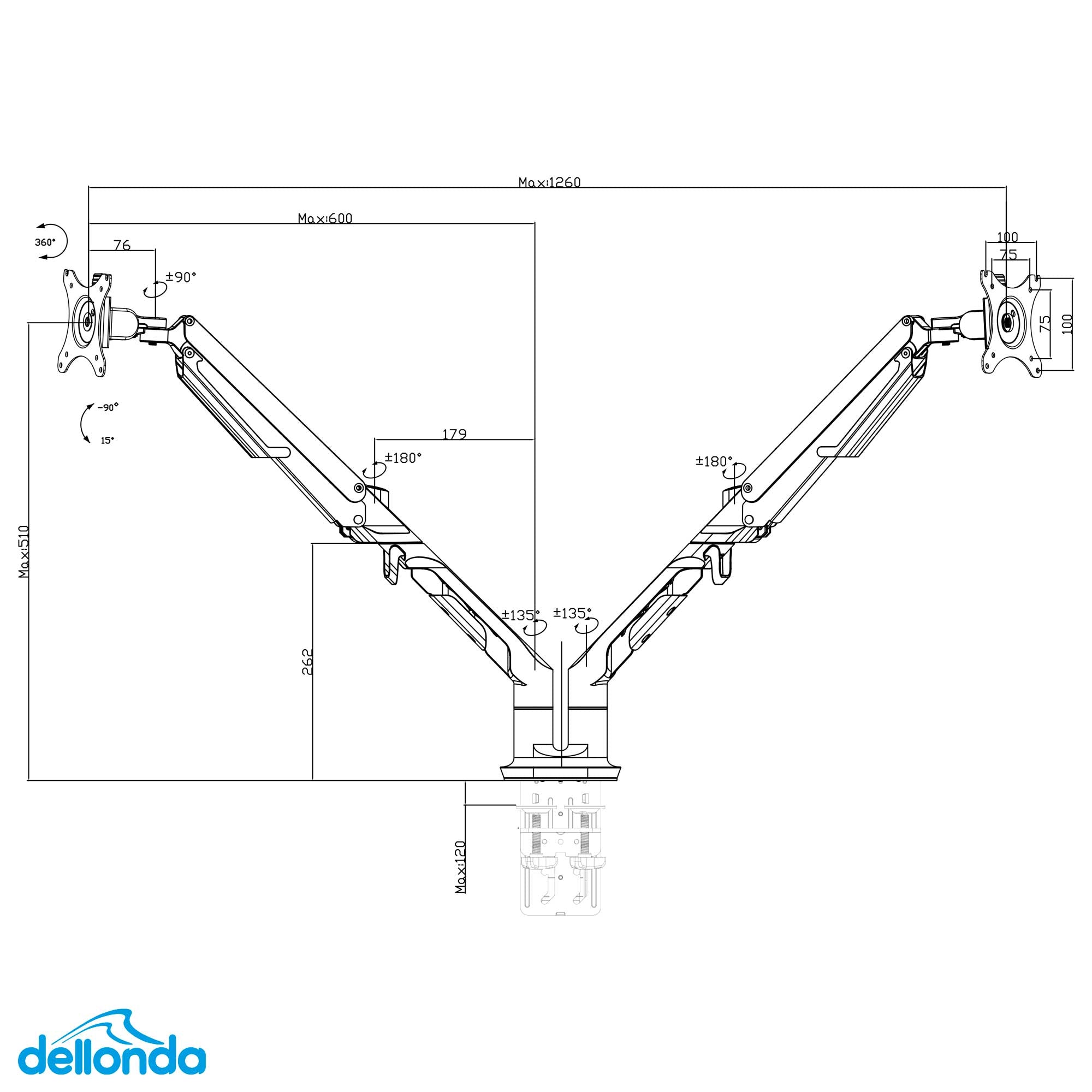 Adjustable Double Monitor Mount Stand for 17-32 Inch Screens, Rotating Ergonomic Arm with 9kg Load Capacity - White (DH27) - Perfect for Home Office, Gaming & Workspace Setup