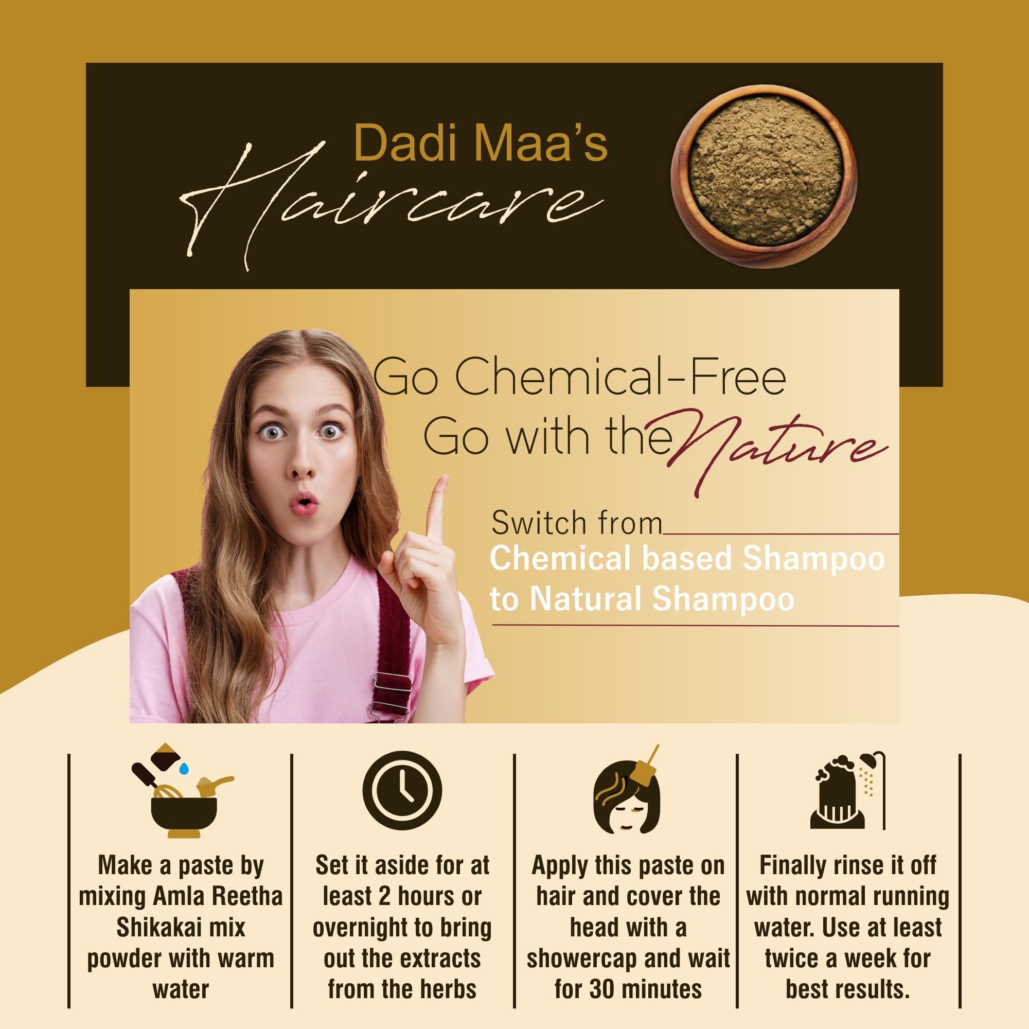 IYUSH Ayurvedic Herbal Hair Powder with Amla, Reetha & Shikakai - 13 Natural Herbs for Hair Growth & Volume (900g) | Hair Mask, Wash & Treatment for Dry, Damaged Hair | Perfect for DIY Hair Care & Scalp Nourishment at Home