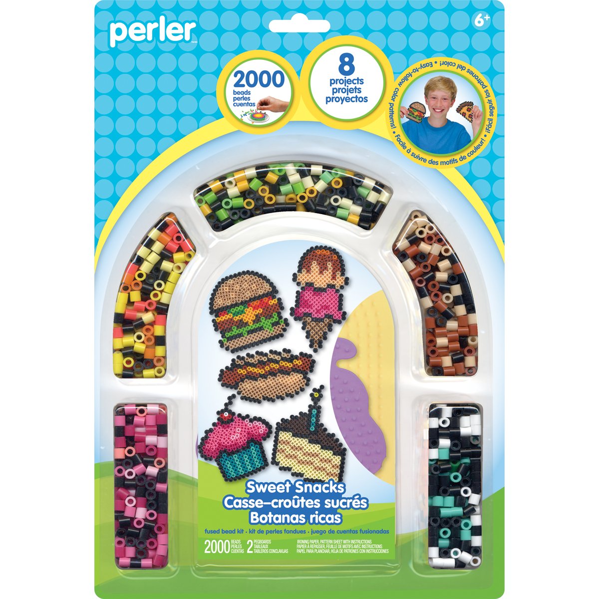 Perler Beads 'Sweet Snacks' Fuse Bead Kit - 2003 pcs Arts & Crafts for Kids - DIY Jewelry, Keychains & Room Decor (Perfect for Birthday Parties & Classroom Activities)