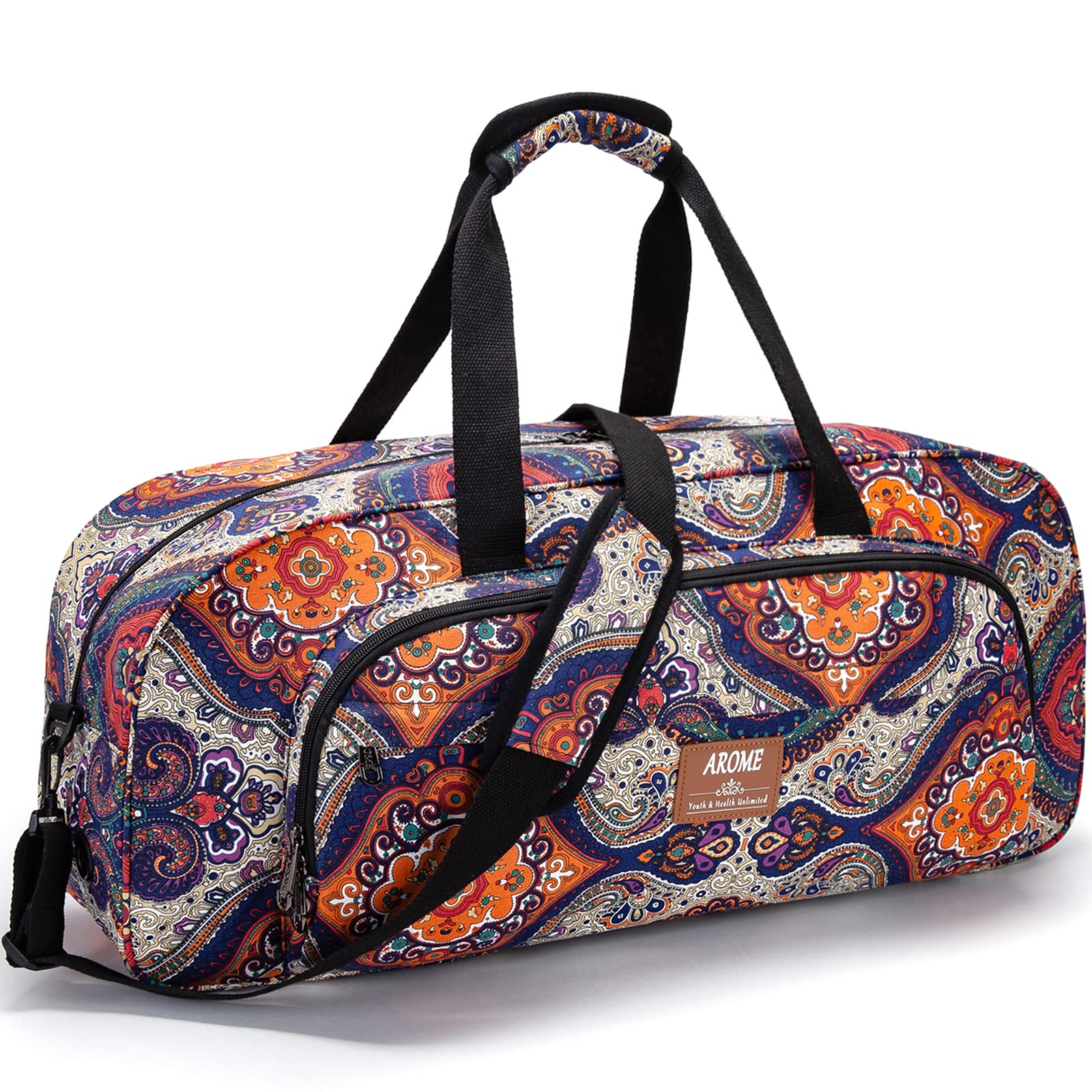 Premium Yoga Mat Bag for Women & Men - Large Canvas Yoga Mat Carrier with Wet Pocket, Shoulder Strap & Mat Strap - Fits 1/4