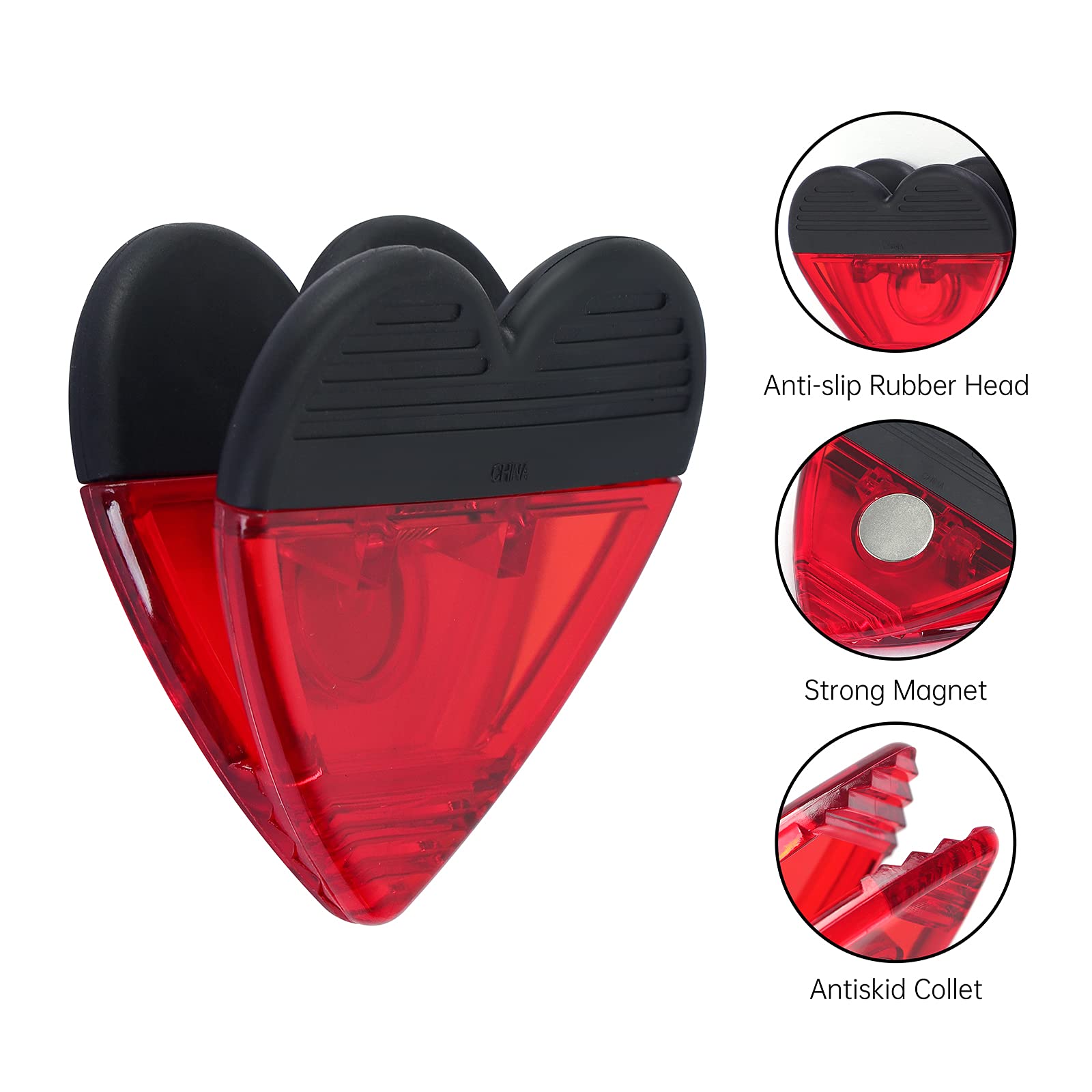 Heart Shaped Plastic Refrigerator Magnet Clips Set - 6 Pack Multipurpose Magnetic Clips for Fridge, Office, Kitchen, Snack Bags & Paper Organization - Perfect for Home, School and Workplace Use
