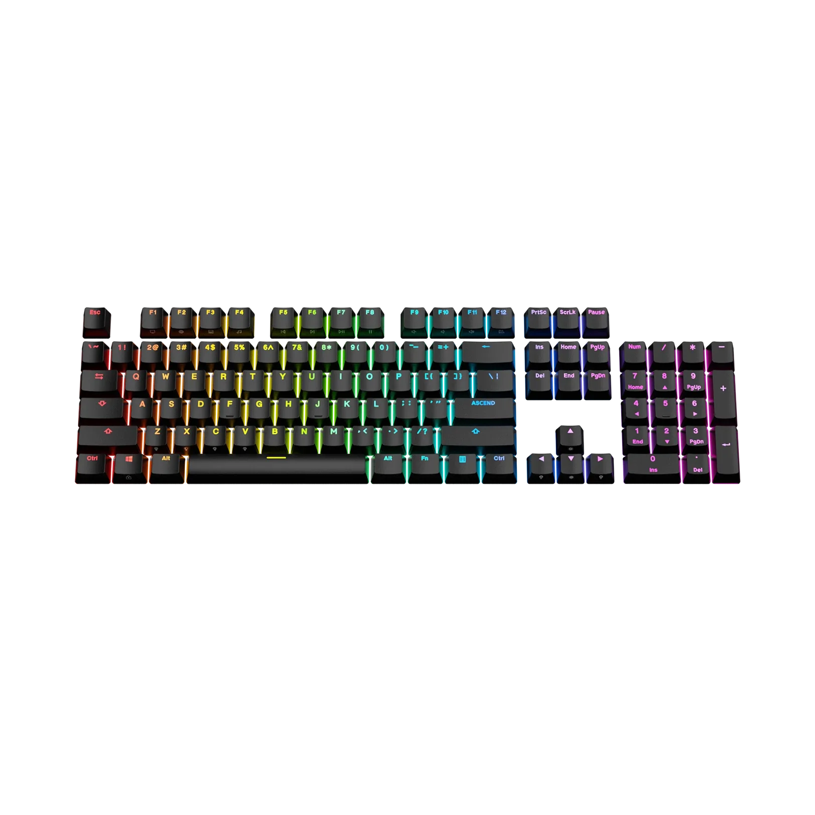 Backlit Black Keycaps for Mechanical Keyboards - US Layout - Perfect for Gaming & Typing in Low Light