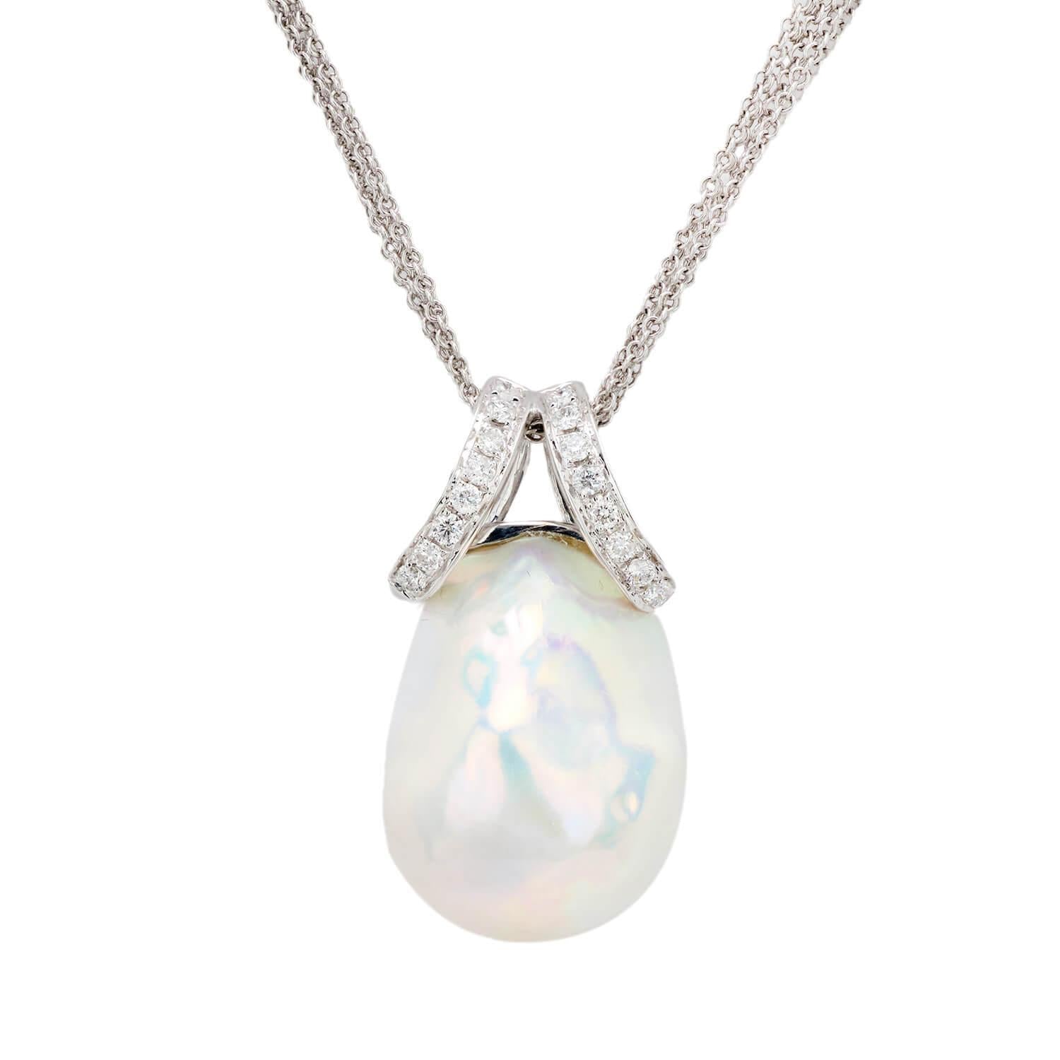 18K Gold Pearl and Diamond Pendant Necklace for Women - Elegant Jewelry Gift for Anniversary, Birthday & Special Occasions