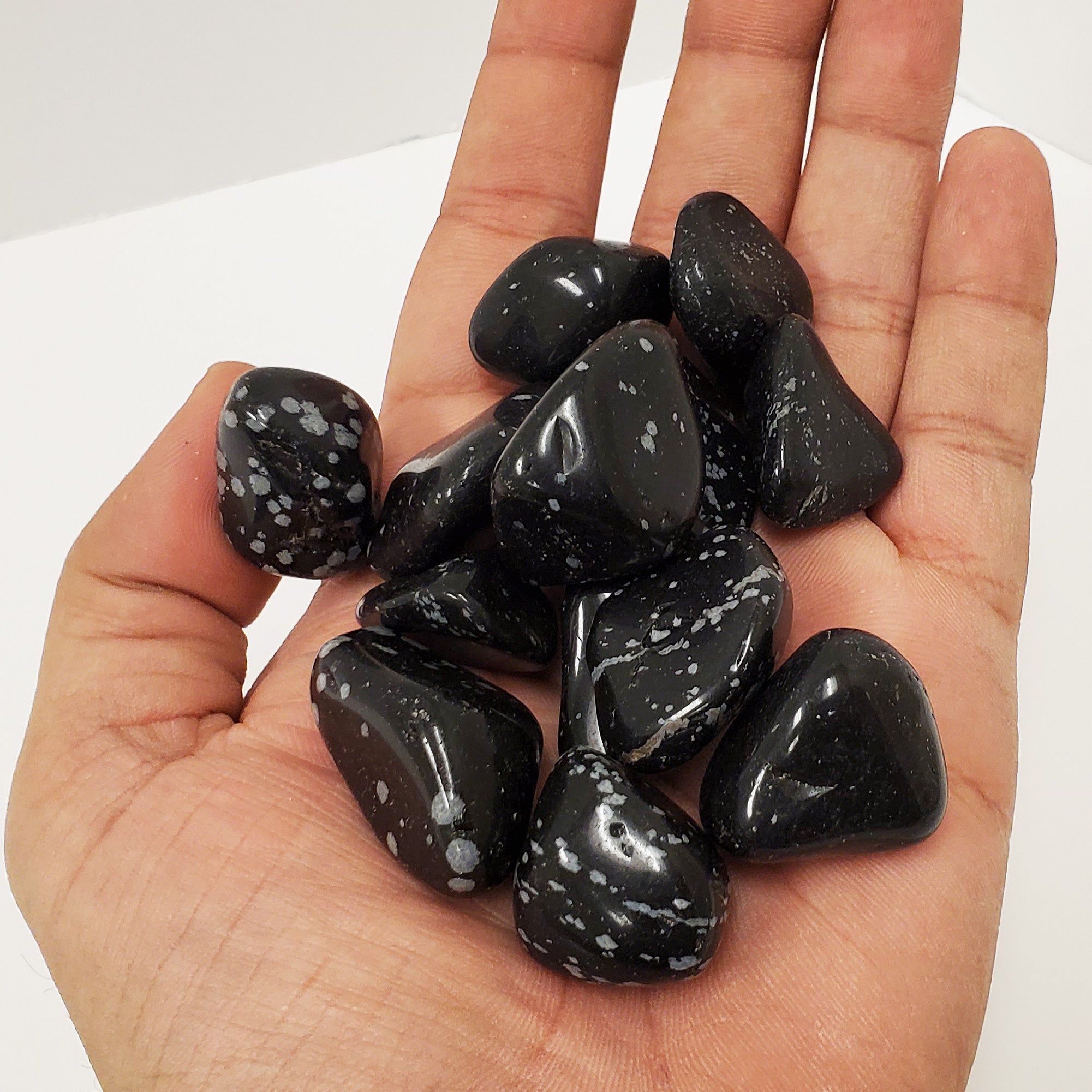 1 lb Natural Polished Snowflake Obsidian Tumbled Stones - Bulk Healing Crystals for Meditation, Reiki, Chakra Balancing & Jewelry Making