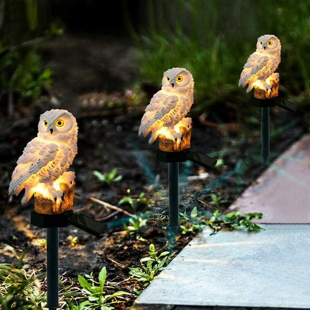 Solar Powered LED Owl Porch Light - Waterproof Outdoor Decorative Garden Stake Light for Walkway, Yard, Lawn & Landscape Lighting - Perfect for Halloween, Patio & Garden Decor