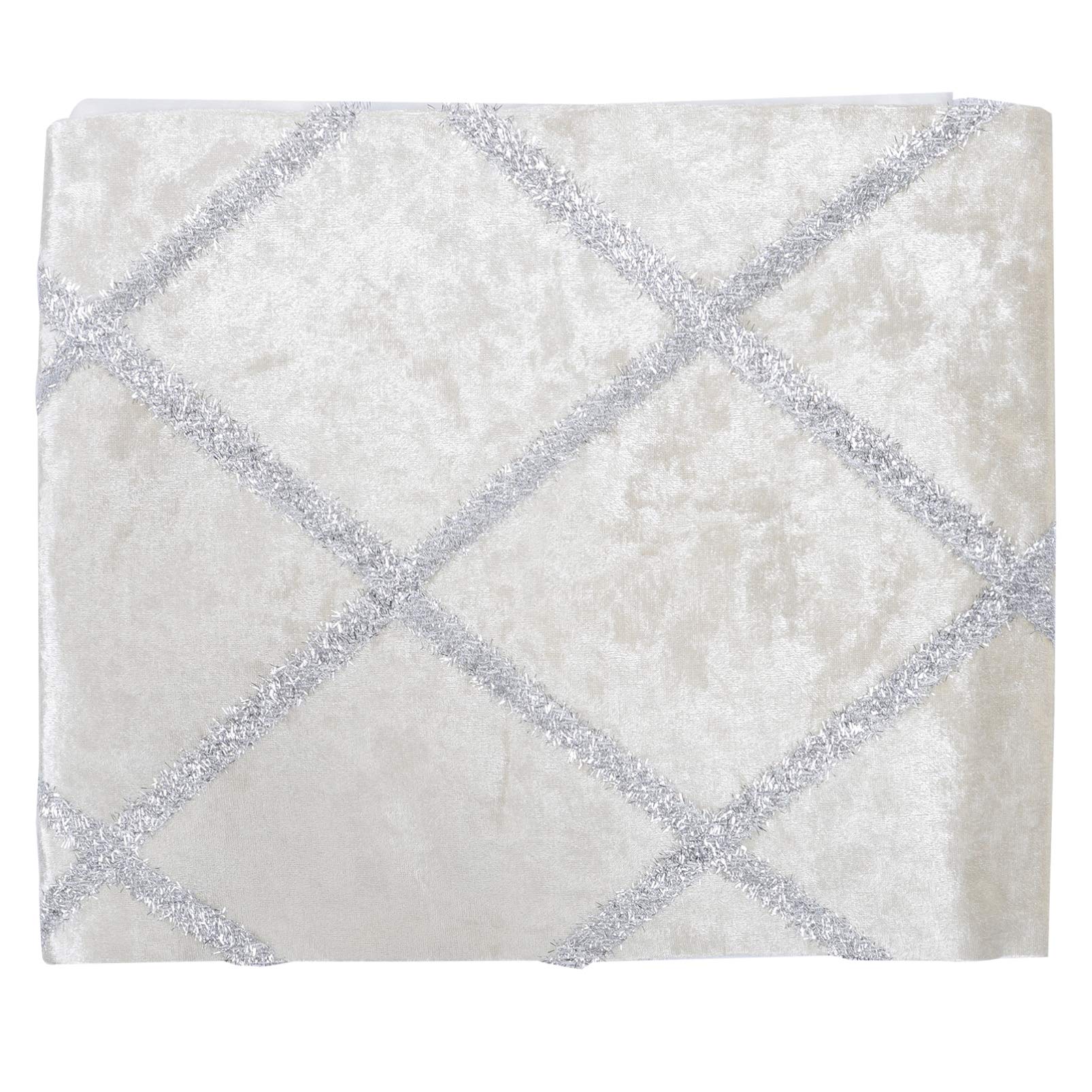 Elegant Hemoton Tassel & Sequined Rhinestone Table Runner - Wedding, Party, Farmhouse Dinner Decor - Sparkly White Burlap Table Cover for Home, Banquet & Special Events