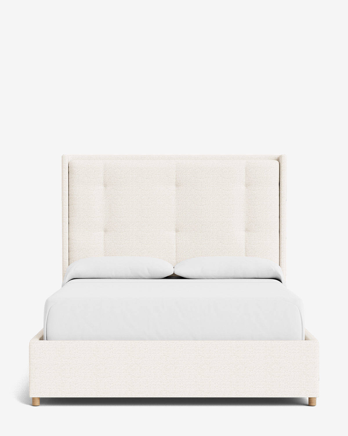 Luxury Ria Upholstered Bed Frame - Queen Size Platform Bed with Soft Fabric Headboard - Modern Bedroom Furniture for Master & Guest Rooms