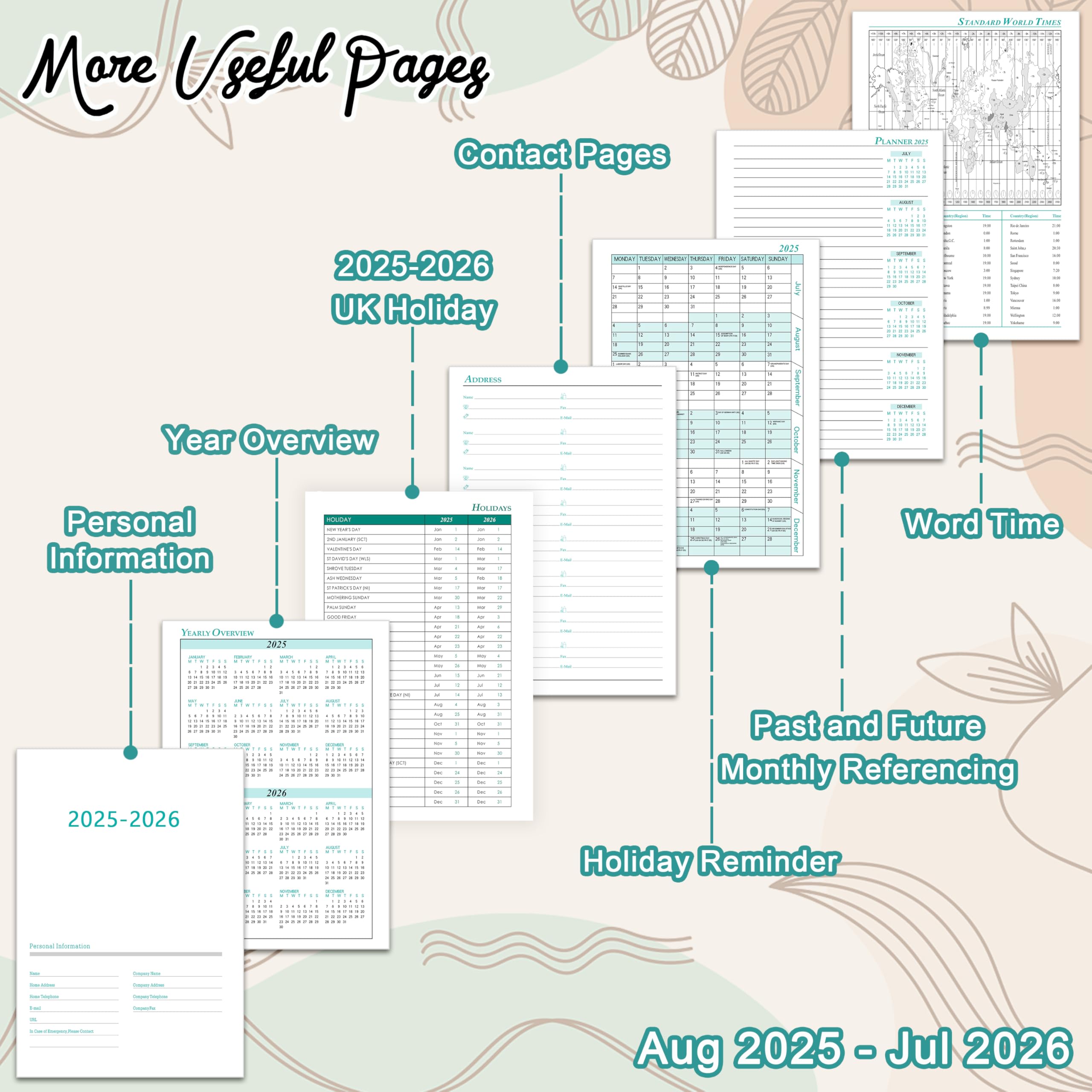2025-2026 A5 Daily Planner - Academic Diary from August 2025 to July 2026 with Monthly View, Pen Set, Colorful Tabs & Inner Pocket (5.9