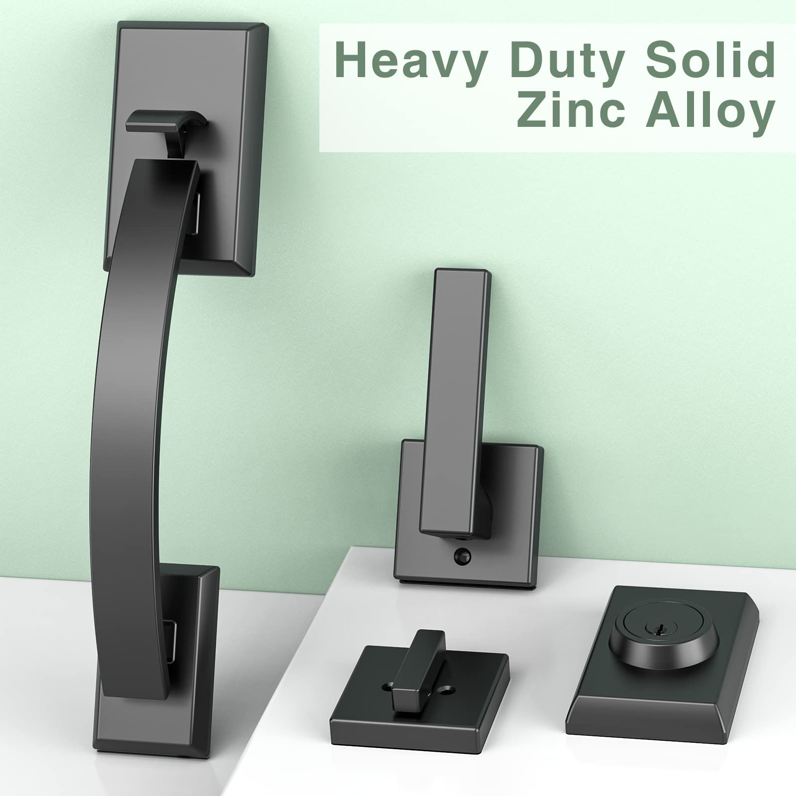 **Heavy Duty 12.7in Front Door Lock Set with Deadbolt - Reversible Entry Handles & Lever Handle for Enhanced Home Security (Ideal for Front Doors, Back Doors & Rental Properties)**