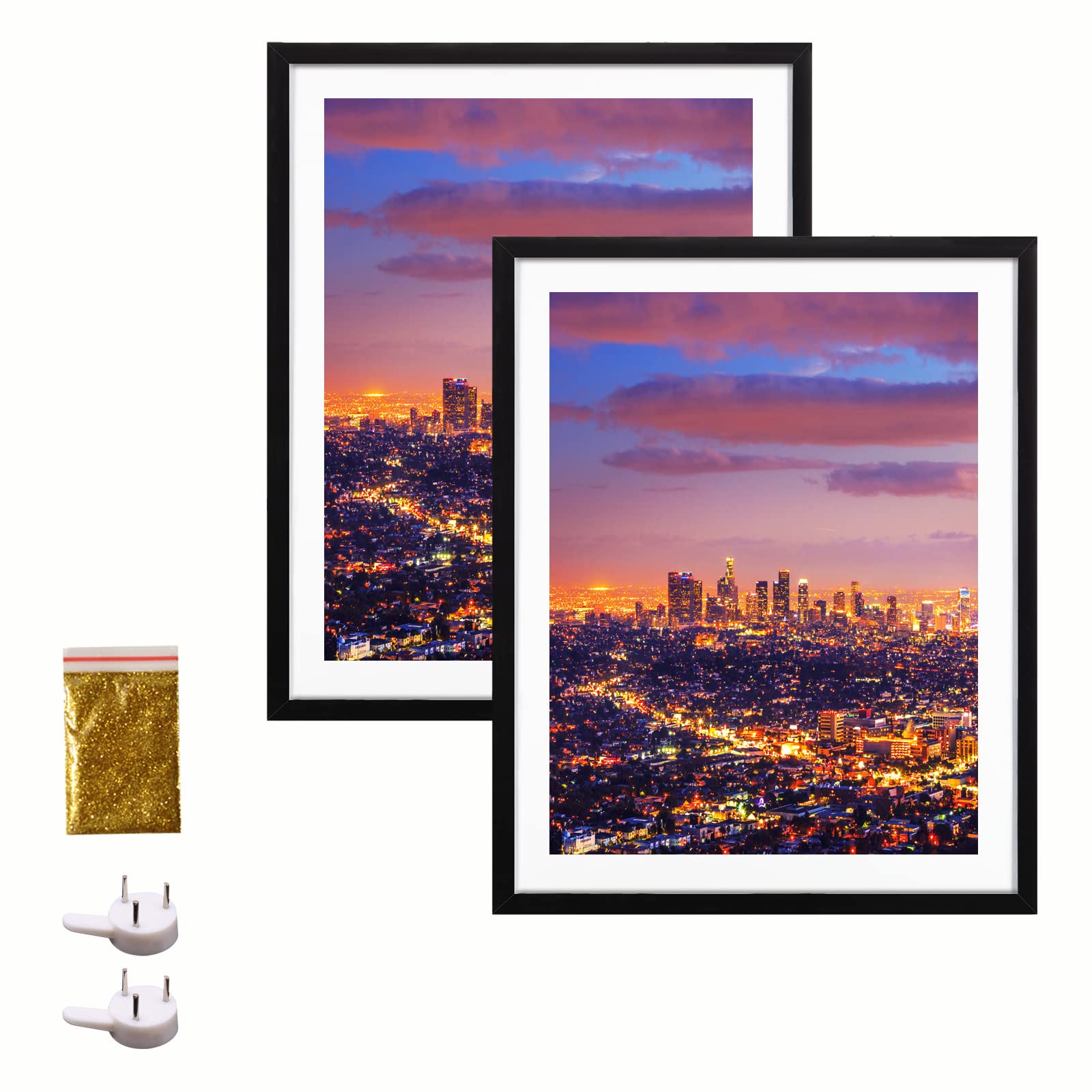 Premium 30x40cm (12x16in) Diamond Painting Frame Set of 2 - Natural Solid Wood with Protective Glass, Back Mat & Hanging Kit for Wall Display - Perfect for DIY Diamond Art, Home Decor & Gift Giving