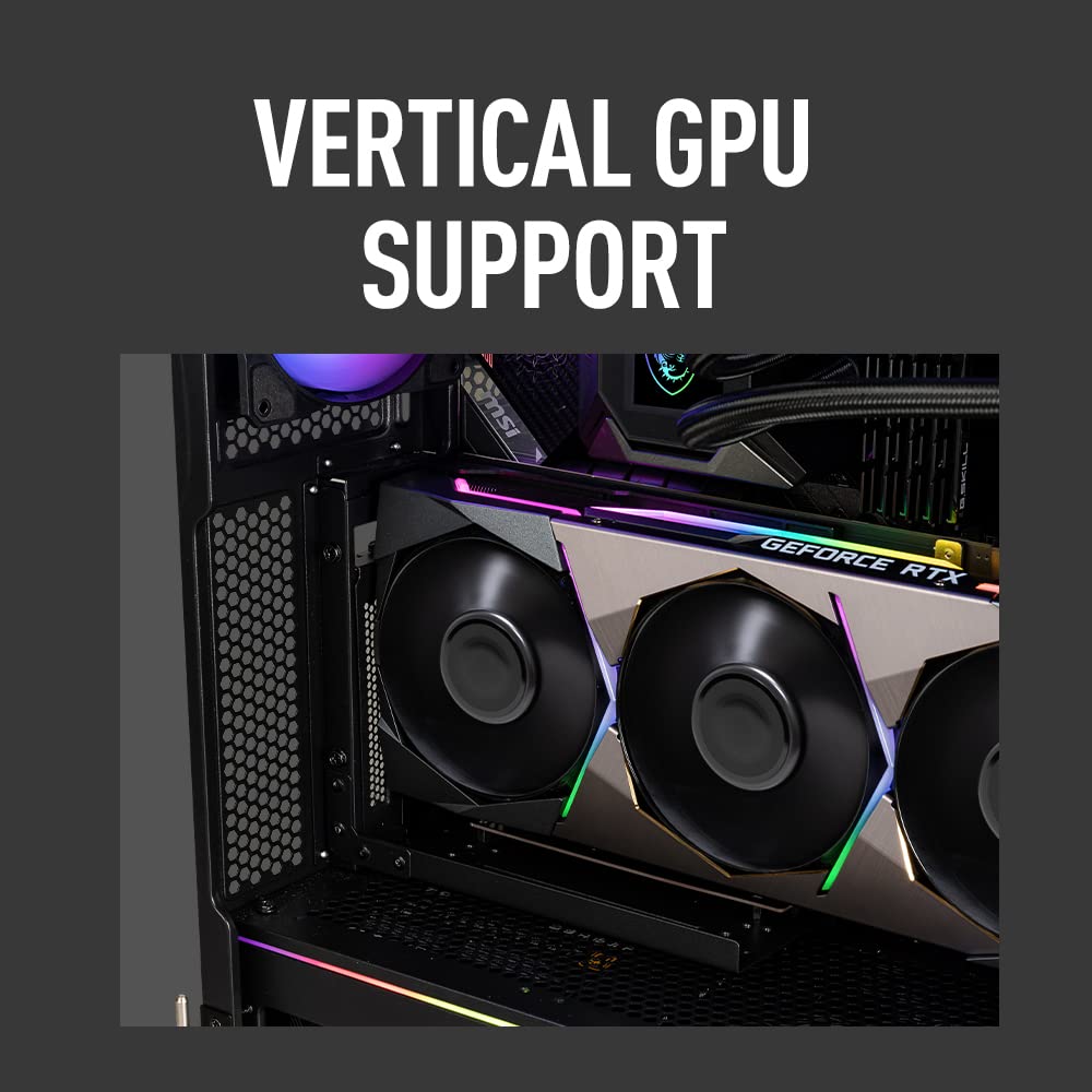 MSI MPG Velox 100R Mid-Tower Gaming PC Case with Tempered Glass Side Panel - 4 x 120mm ARGB Fans, 360mm Liquid Cooling Support, Mesh Front Panel for Optimal Airflow - Perfect for High-Performance Gaming Rigs and Custom PC Builds