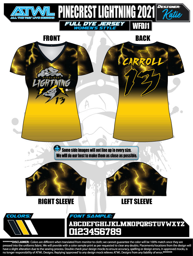 2021 Pinecrest Spring Women's Full Dye Team Jerseys - Breathable & Stylish for Soccer, Basketball & Sports Events