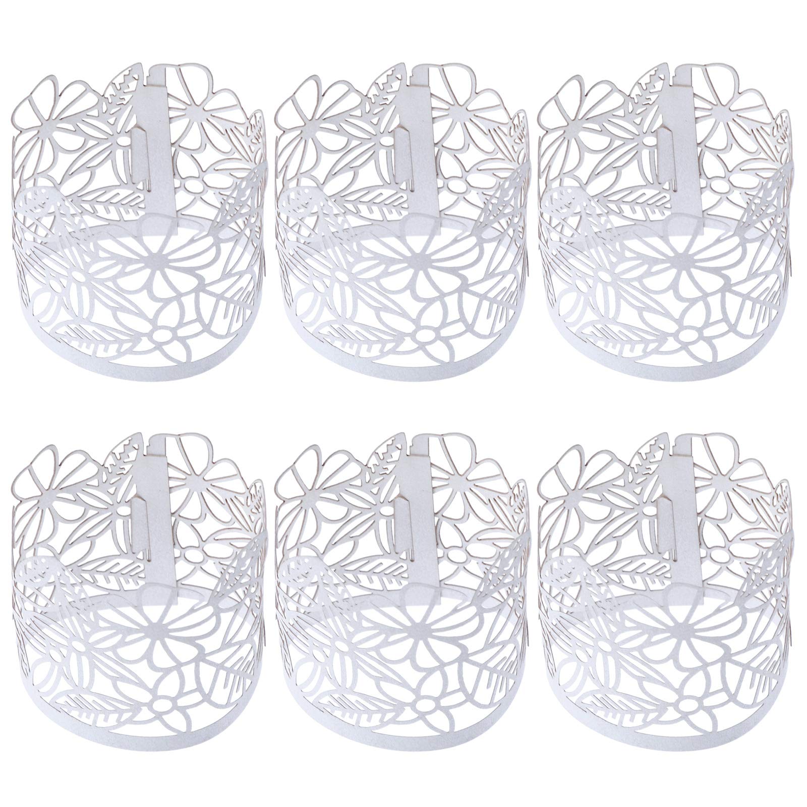 50pcs White & Black Hollow Paper Candlesticks - Decorative Candle Holders & Wraps for Wedding, Party, and Home Decor