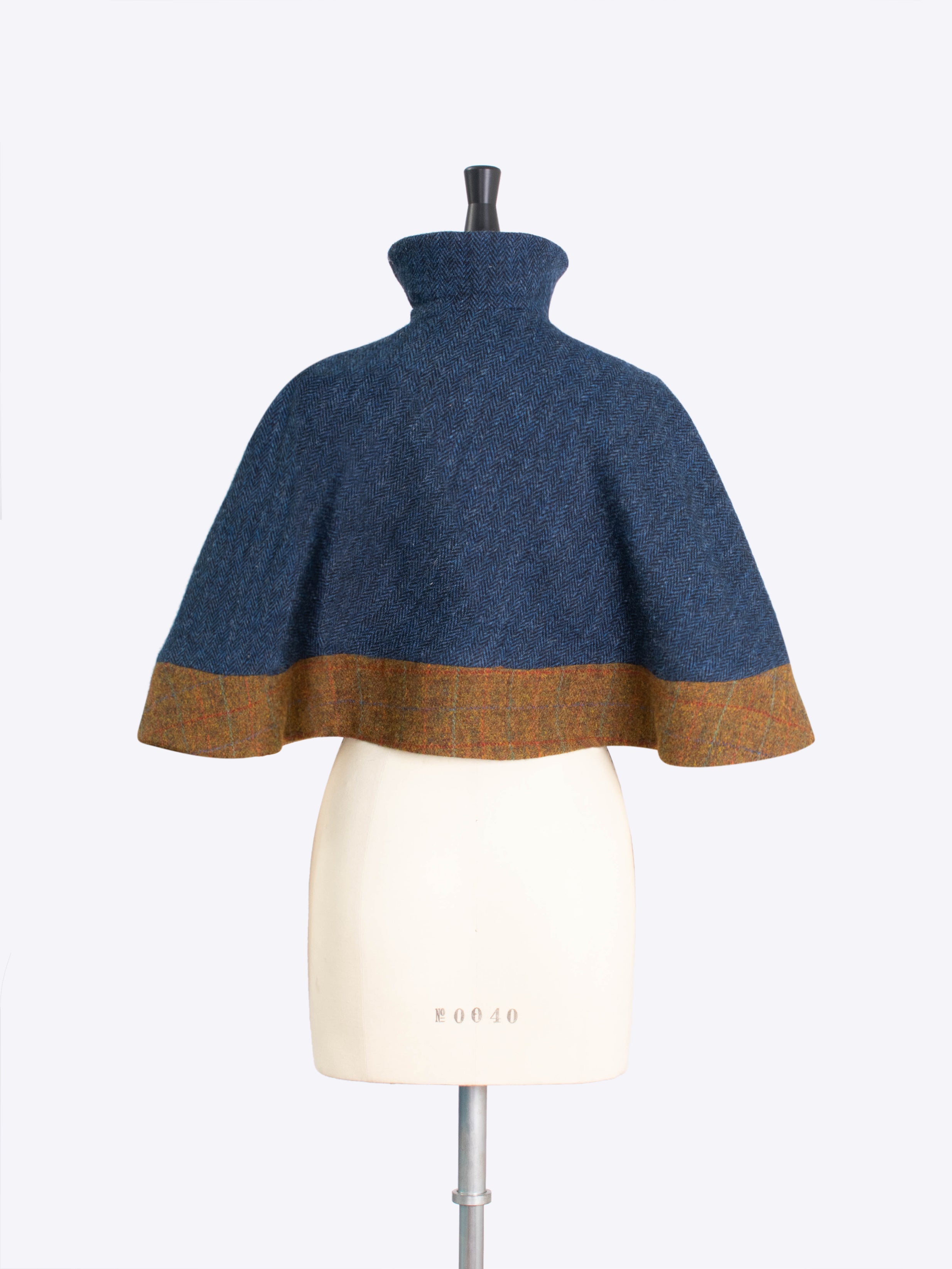 Navy & Rust Capelet Shawl - Elegant Women's Shoulder Wrap for Evening Dinners, Weddings, and Formal Events