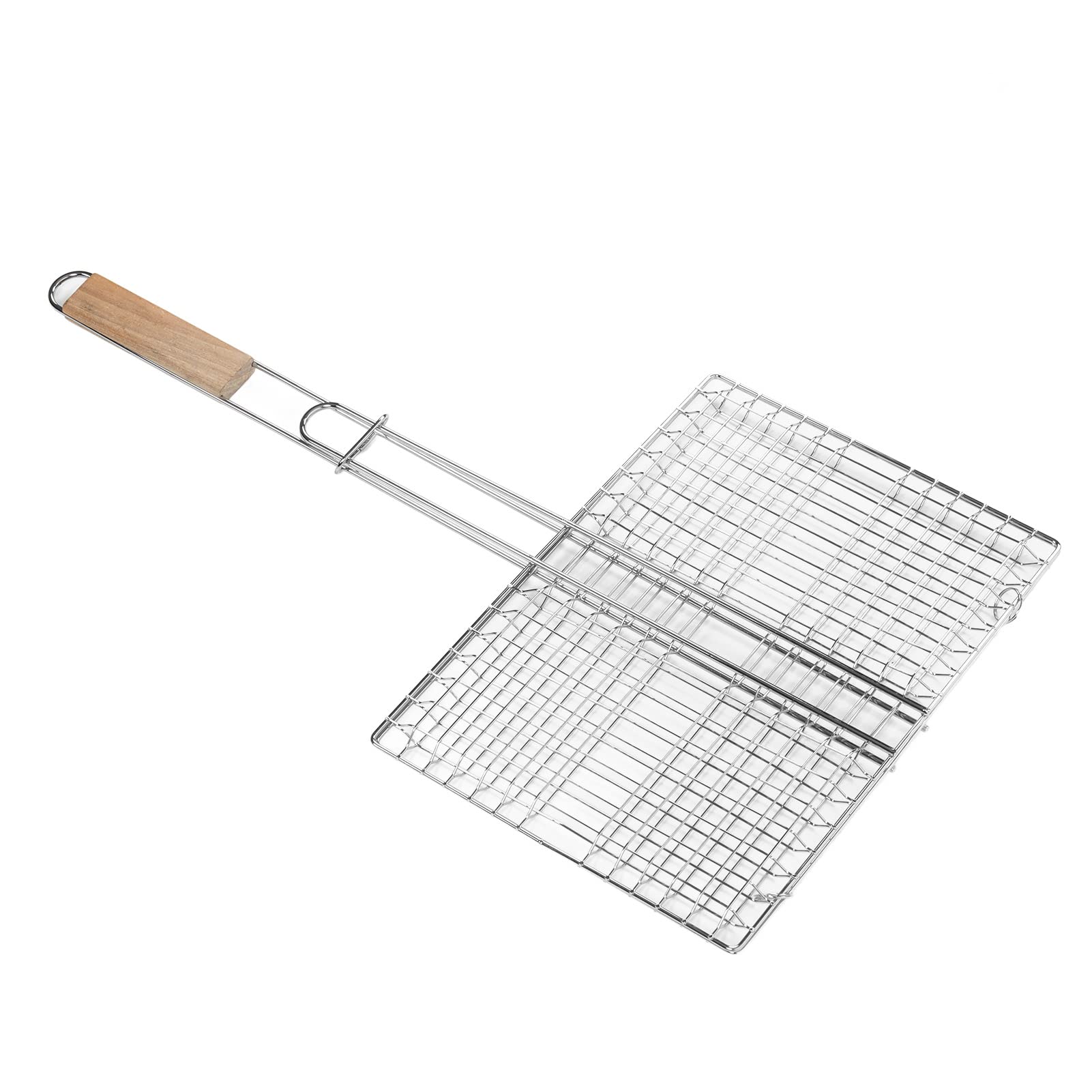 Stainless Steel BBQ Grill Basket for Fish, Vegetables & Meat - Heavy Duty Outdoor Cooking Grill Basket for Camping, Picnics & Backyard BBQs