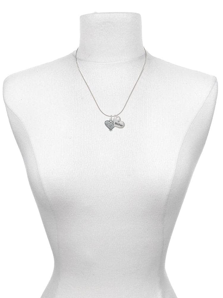 Delight Jewelry Sterling Silver Plated Alligator Print Heart Necklace Set - Mother & Daughter Matching Pendant (19