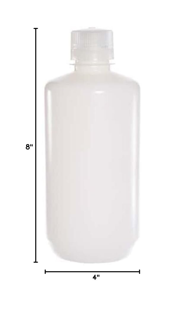 32oz (1000ml) Narrow Mouth HDPE Plastic Reagent Bottles with Screw Caps - Pack of 24 - Ideal for Laboratory, Chemical Storage & DIY Projects