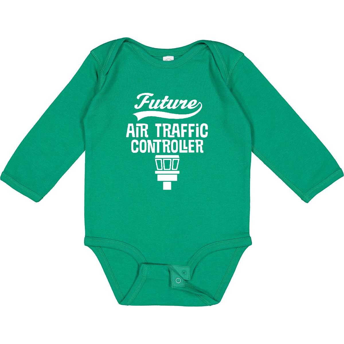 Inktastic Future Air Traffic Controller Baby Long Sleeve Bodysuit - Cute Aviation-Themed Outfit for Infants & Toddlers - Perfect for Airplane Travel, Career Day & Aviation Enthusiast Families
