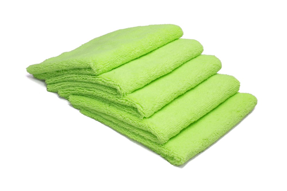 Autofiber Zeroedge Detailing Towel (5-Pack) - Premium Edgeless Microfiber Cloths for Car Polishing, Buffing, Window Cleaning & Waterless Wash - Ultra Soft Green Car Detailing Towels - Perfect for Auto Detailing, Glass Care & Rinseless Car Wash