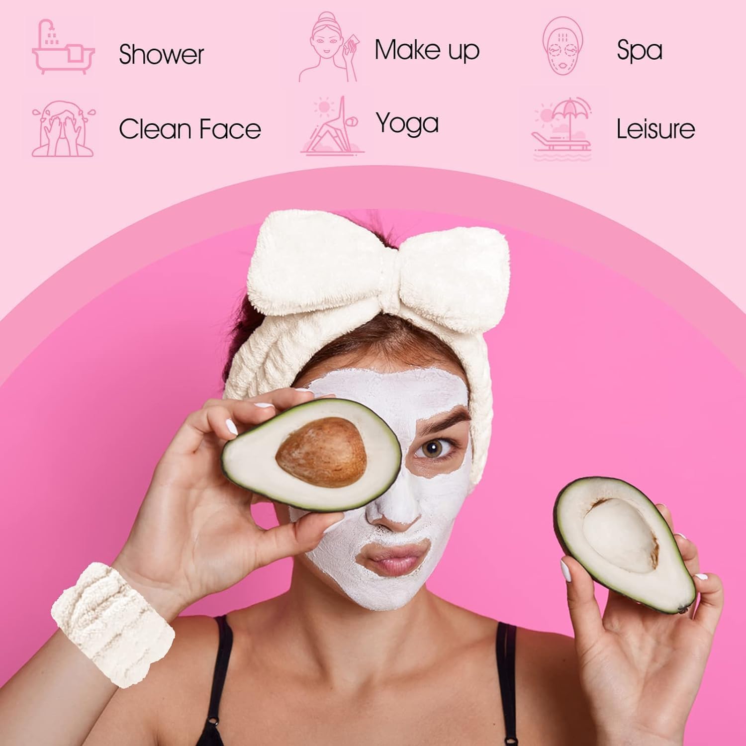 OLAFUR® Women's 3-Piece Microfiber Headband & Wristband Set - Soft Skincare & Makeup Accessories for Face Washing, Spa, Beauty Routine & Daily Use