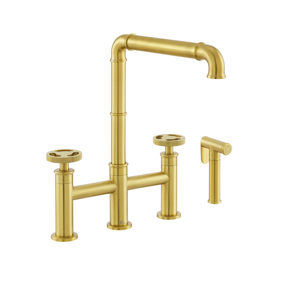 Avallon Pro Widespread Brushed Gold Kitchen Faucet with Pull-Down Side Sprayer - Perfect for Modern Farmhouse & Contemporary Kitchen Renovations
