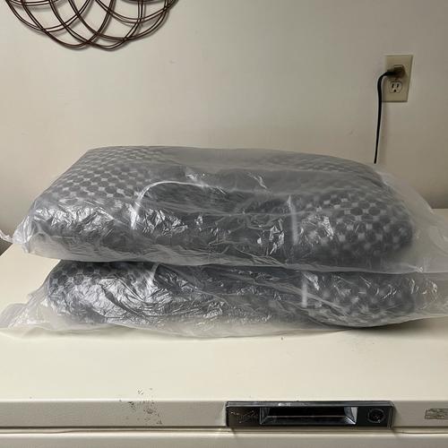 2 Pack Orthopedic Bed Pillows for Neck Pain Relief - Contoured Ergonomic Cervical Support Pillow Set for Side, Back & Stomach Sleepers - Ideal for Home, Travel & Office Use