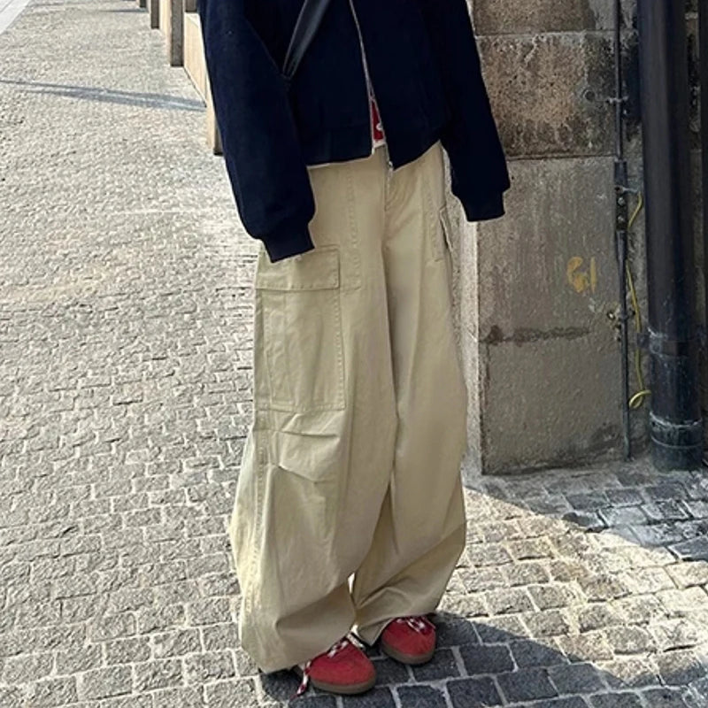 American Style Men's Cargo Pants with Large Pockets - Straight Leg, Half Elastic Waist, Loose Fit Comfortable Trousers for Outdoor Work, Hiking & Casual Wear | Model 9C9250