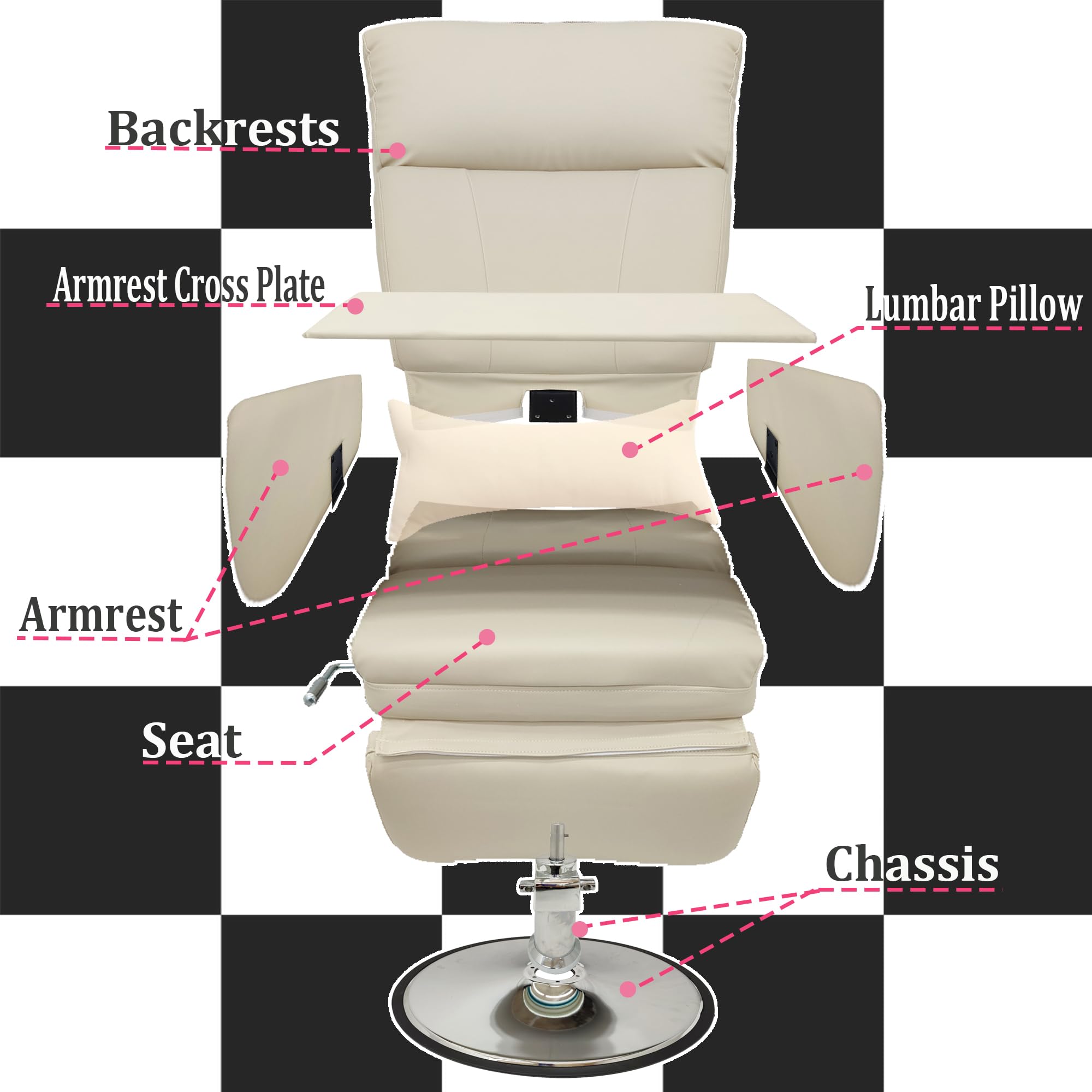**INTSUPERMAI Hydraulic Facial Beauty & Tattoo Reclining Salon Chair - 360° Swivel, Lockable, 440lbs Weight Capacity - Perfect for Spa, Massage, and Tattoo Studios (Black)**