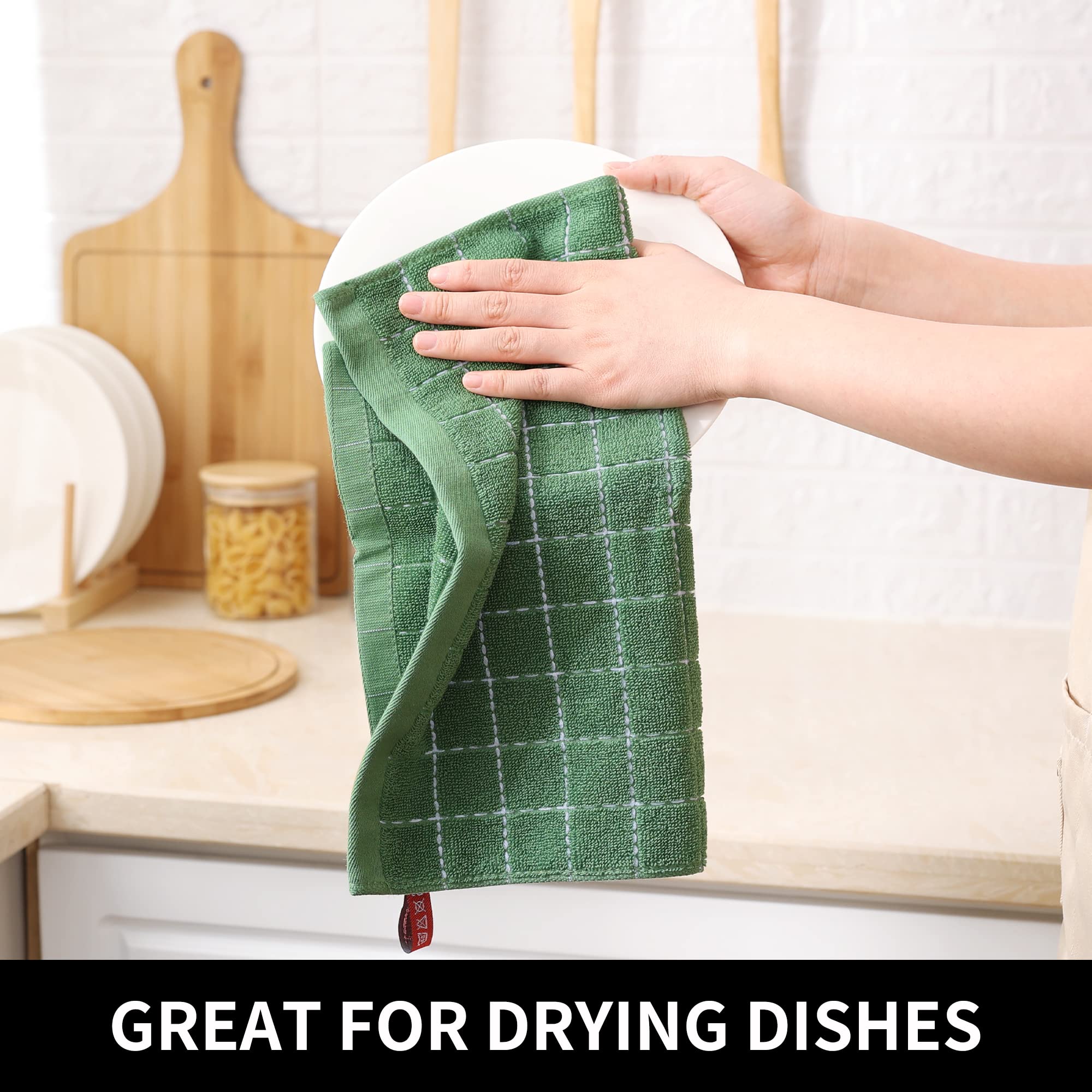 Homaxy 100% Cotton Terry Dish Cloths - Ultra Soft Absorbent Kitchen Towels (6 Pack) for Washing & Drying Dishes