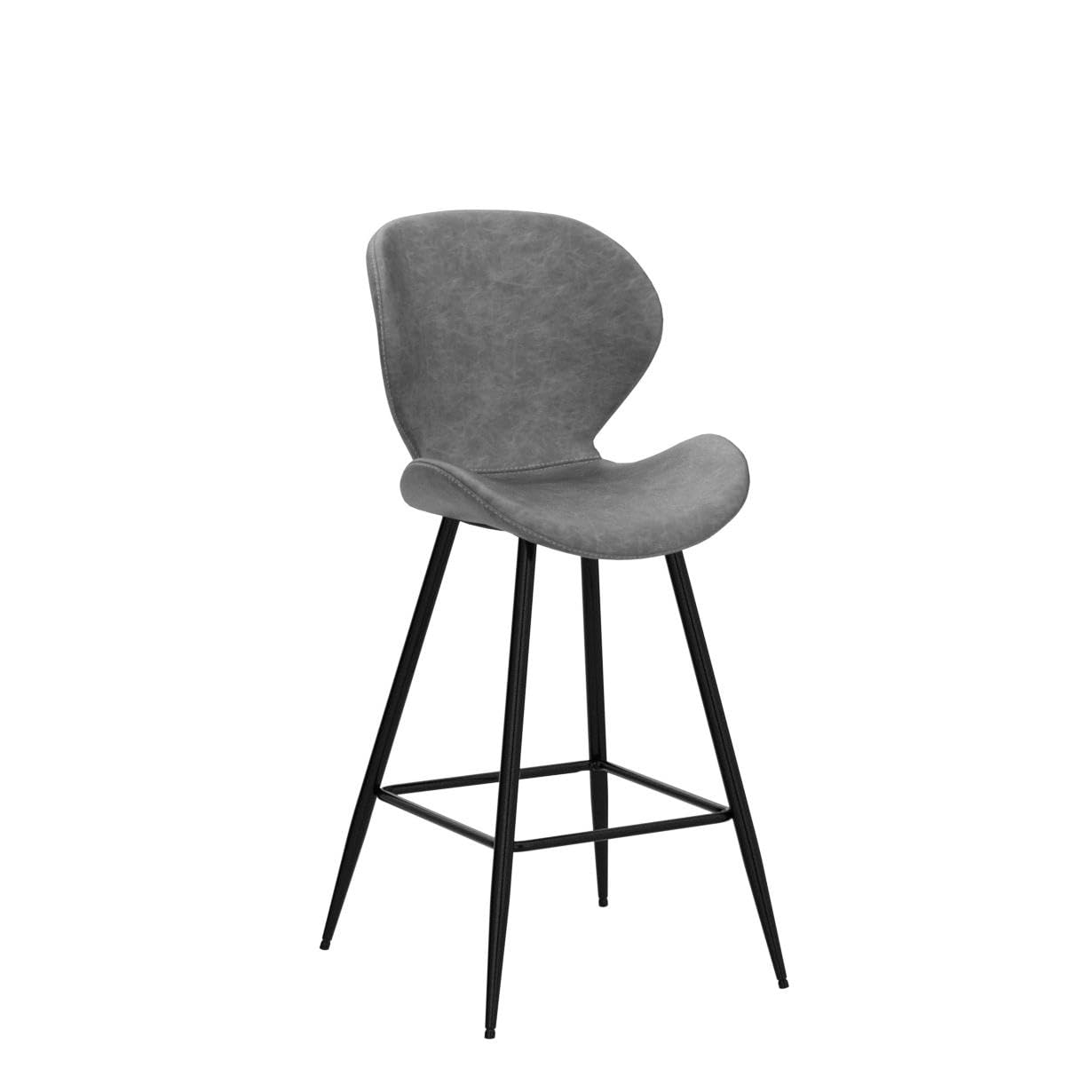 Mid Century Modern PU Leather Counter Height Bar Stools Set of 2 with Back - 26