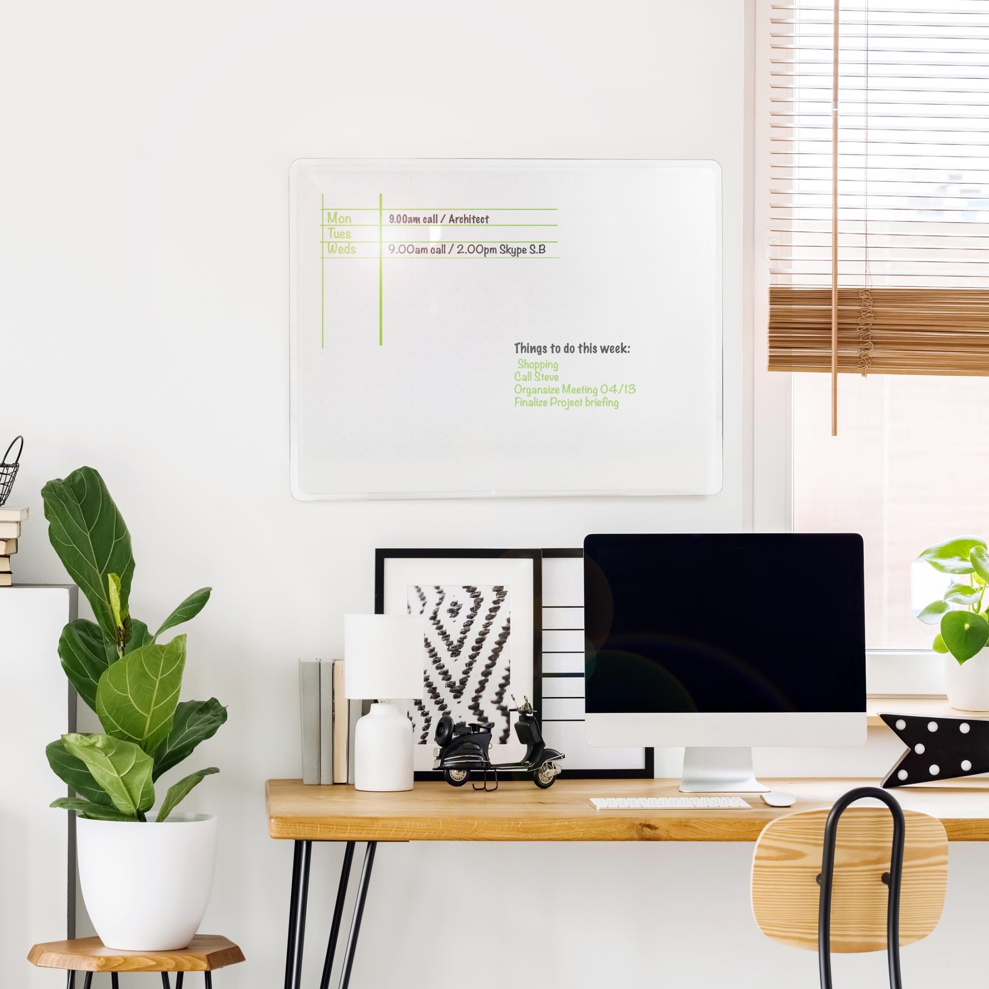 Floortex Viztex Glacier White Dry Erase Board 30x40 Inch - Multi-Purpose Grid Glass Whiteboard for Office, Classroom & Home Use - Perfect for Presentations, Teaching & Planning