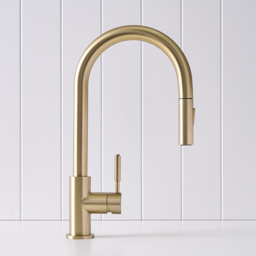 Dual Function Kitchen Faucet with Pull-Down Sprayer - Warm Brushed Nickel Finish for Modern Sink - Perfect for Cooking, Washing Dishes & Filling Pots