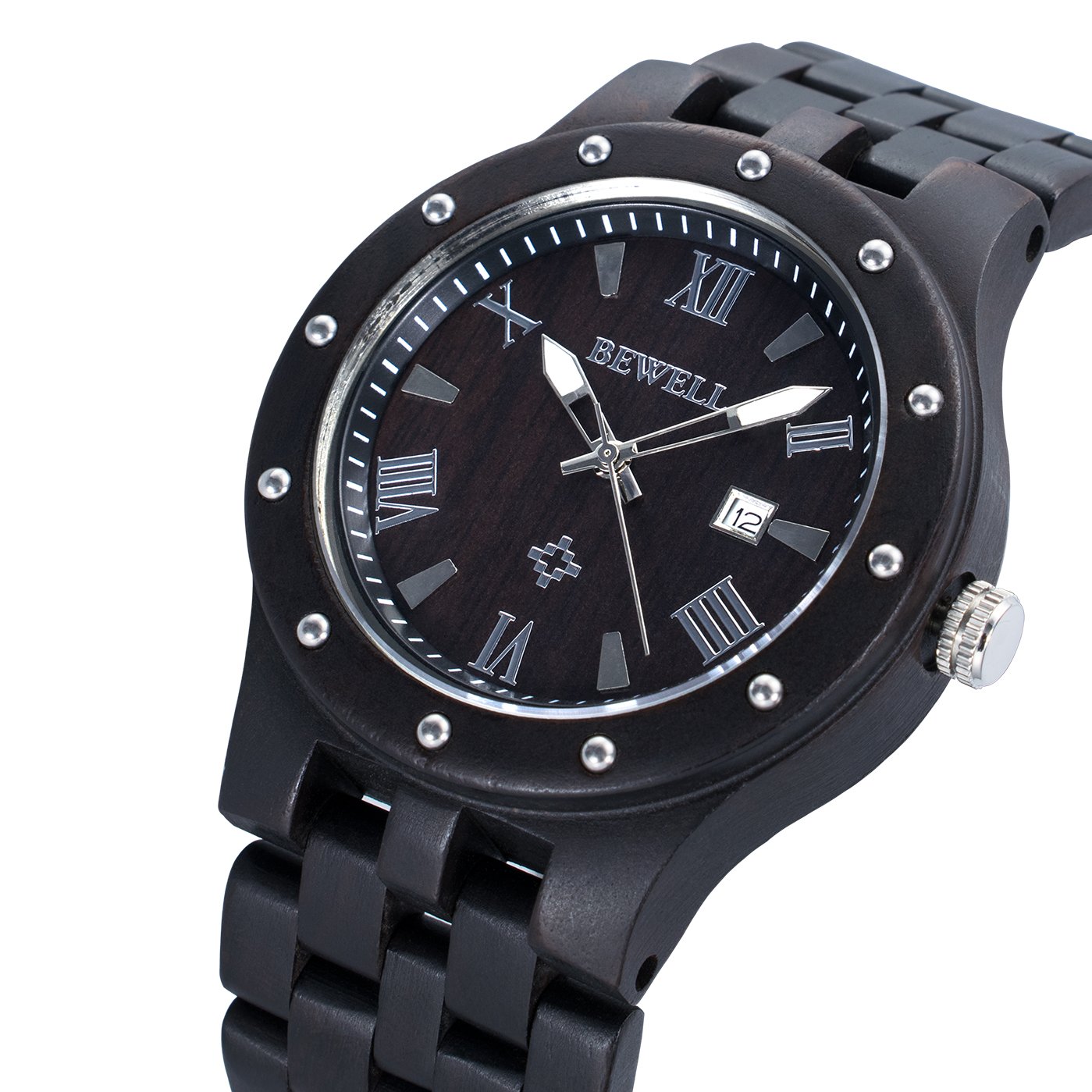 BEWELL Handmade Wooden Watches for Men - Date Display Analog Quartz Luminous Wristwatch - Perfect for Outdoor Adventures & Formal Occasions