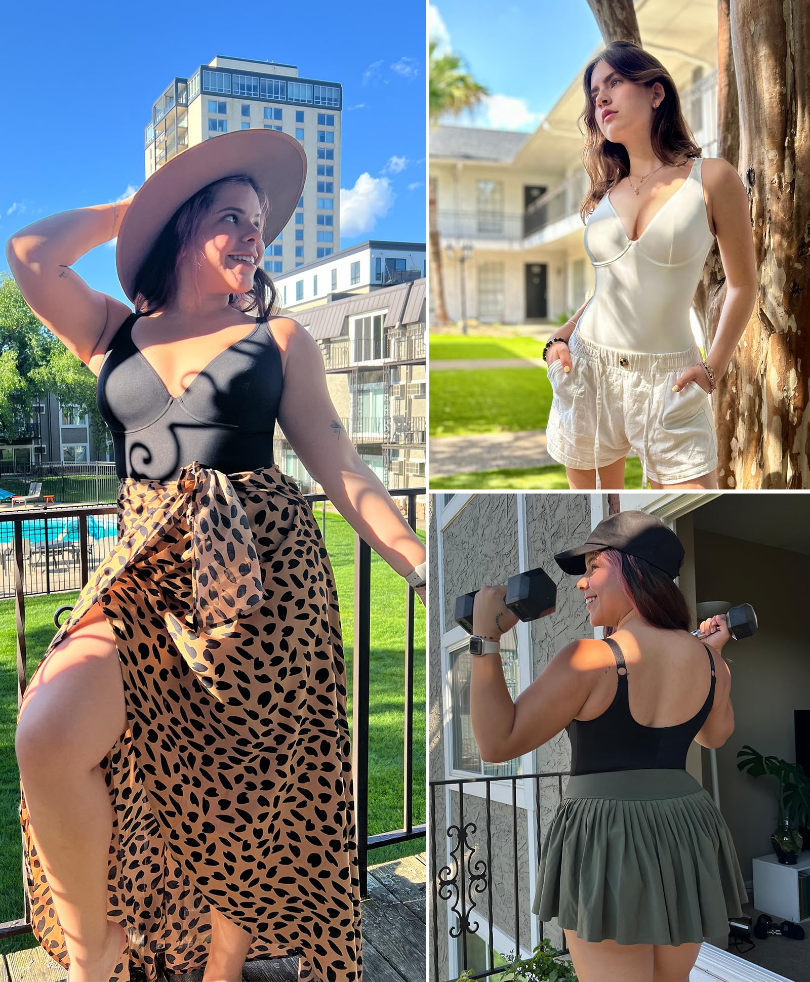 FeelinGirl Women's Tummy Control Shapewear Bodysuit - Deep V Neck Corset Body Shaper Top for Slimming & Smoothing | Perfect for Dresses, Workout & Special Occasions