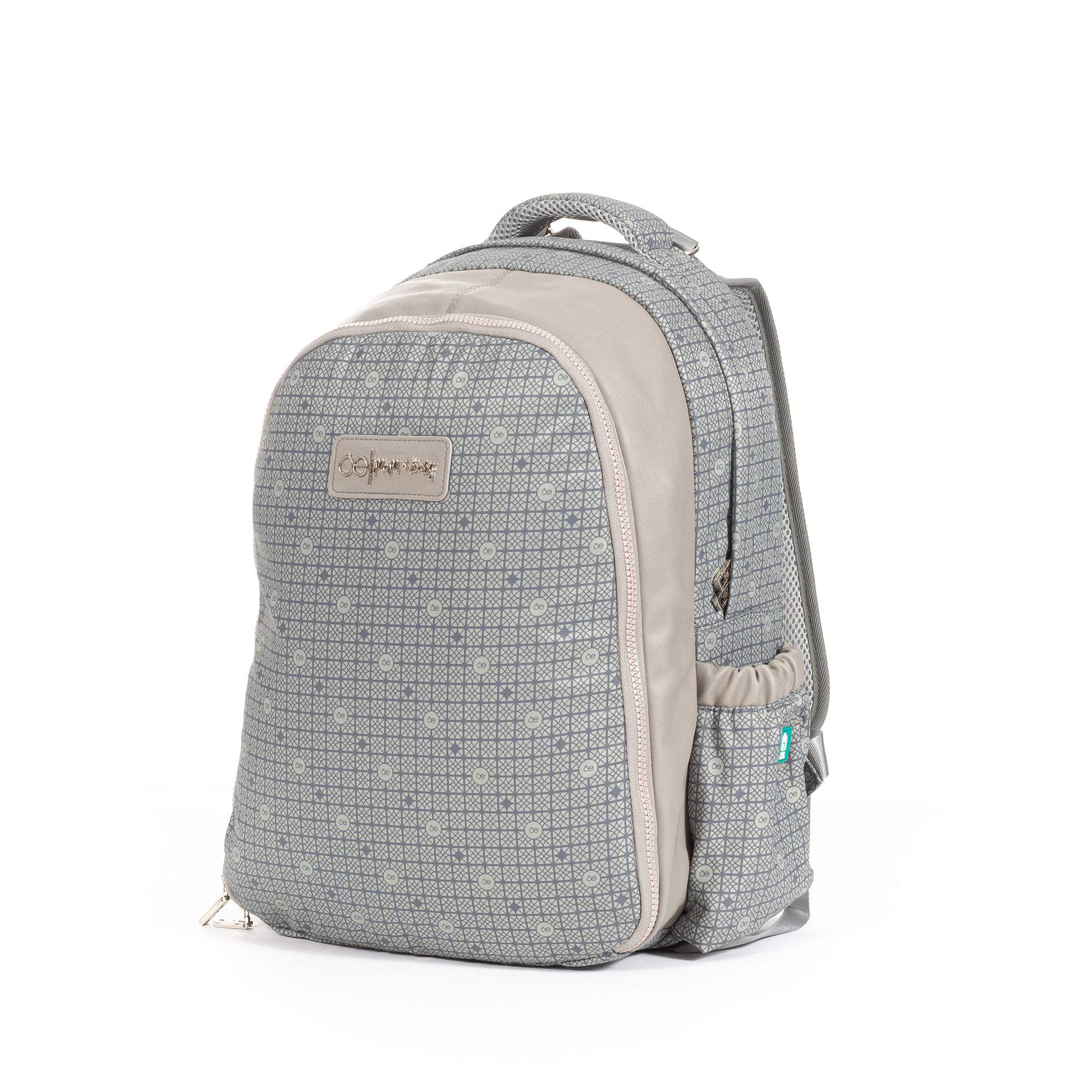 Cloe Mom & Baby Monogram Diaper Backpack - Stylish Gray Diaper Bag for Travel, Daycare & On-the-Go Parents | Large Capacity, Insulated Pockets & Durable Design