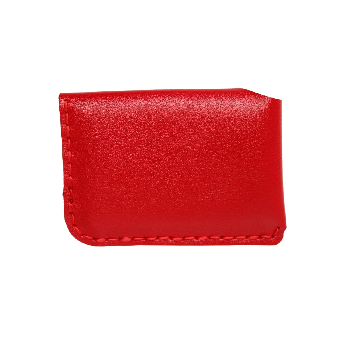 Handmade Genuine Cowhide Slim Minimalist Front Pocket Card Holder - Ultra Thin & Portable RFID Blocking Wallet for Men & Women (Red) - Perfect for Travel, Business & Everyday Use