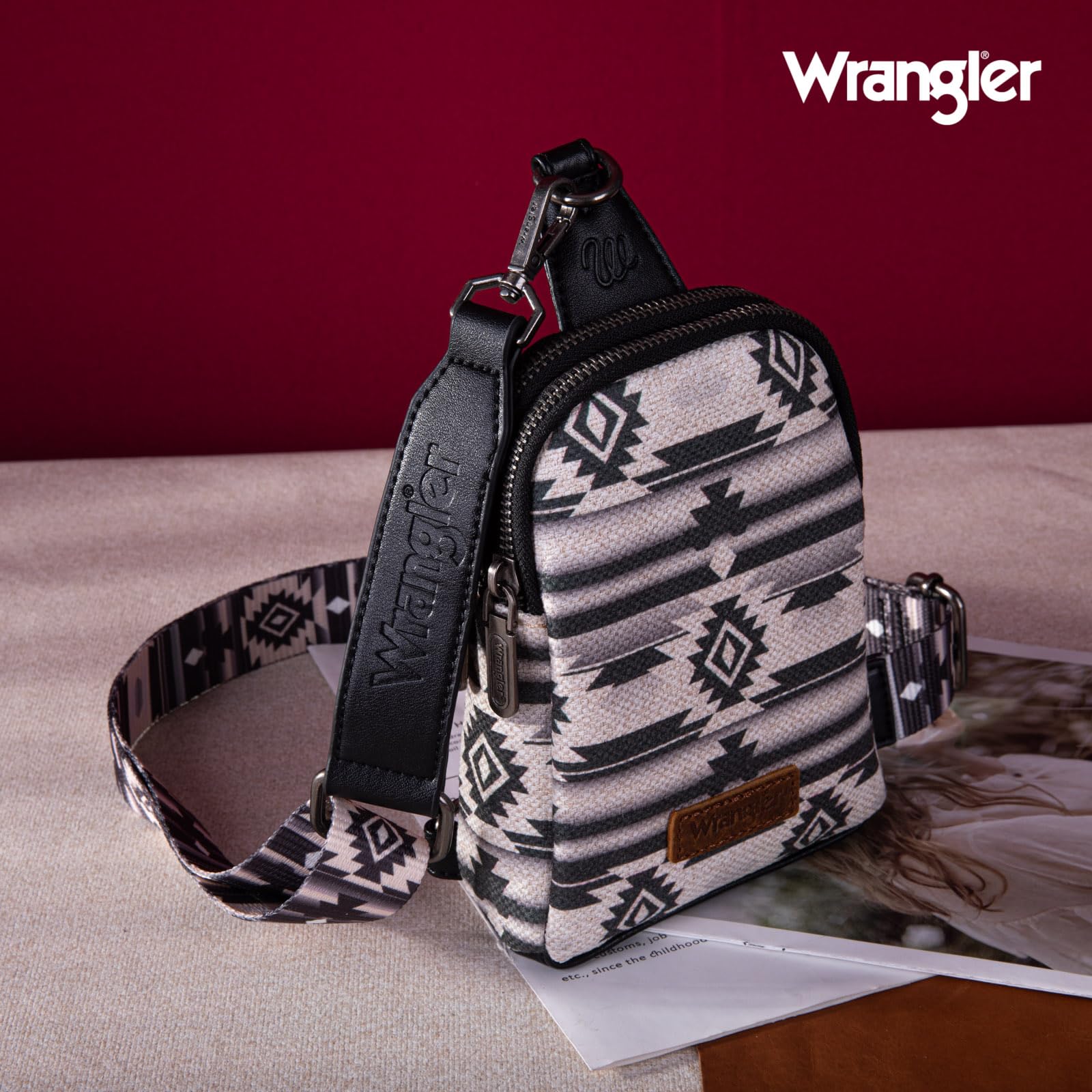 Wrangler Women's Adjustable Crossbody Sling Bag - Small Chest Purse with Strap - Perfect for Travel, Shopping & Everyday Use - Great Gift Idea