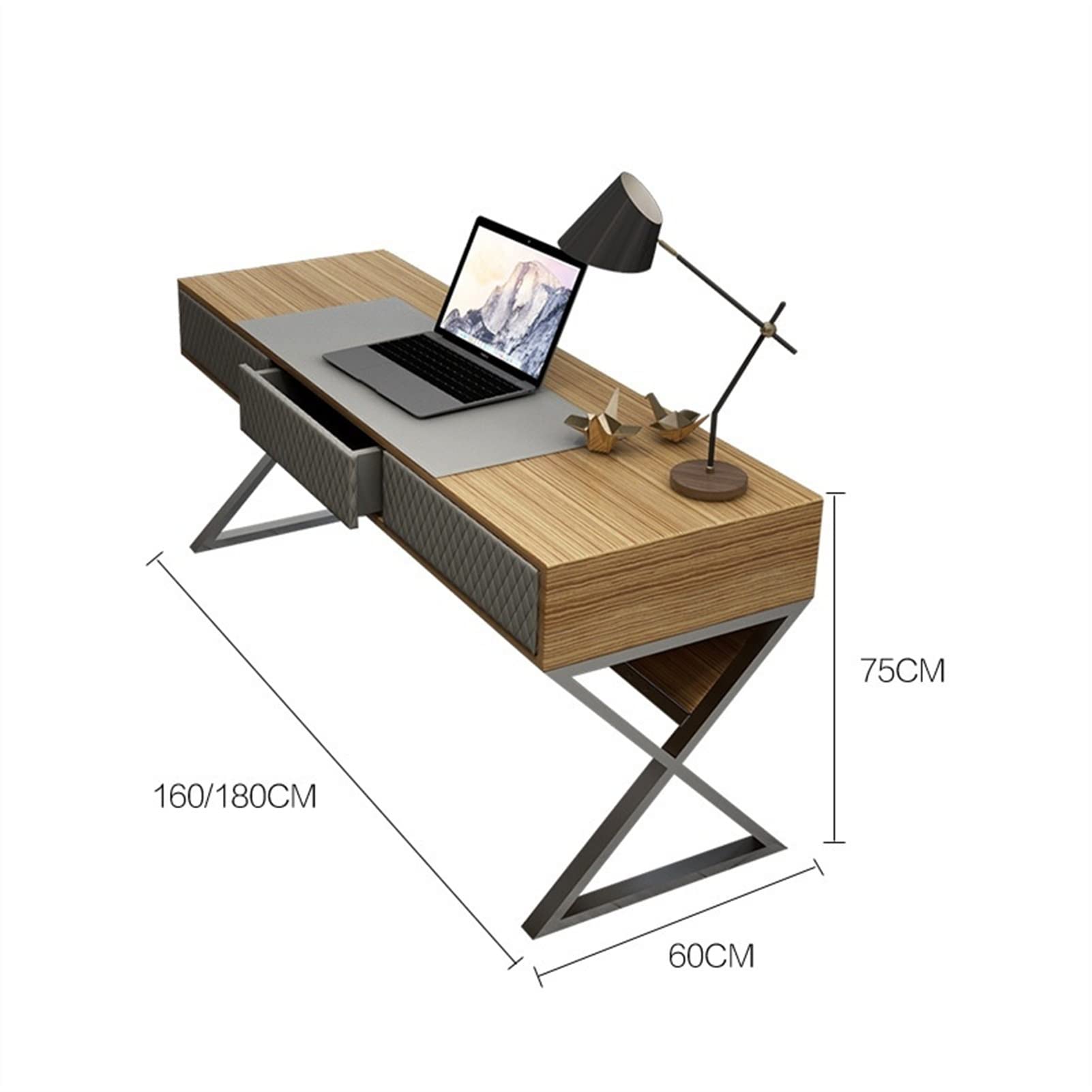 Modern Luxury Wooden Computer Desk with Leather Top & Large Drawers - Home Office Laptop Workstation for Study & Work | Ergonomic PC Desk for Small Spaces & Professional Workspaces