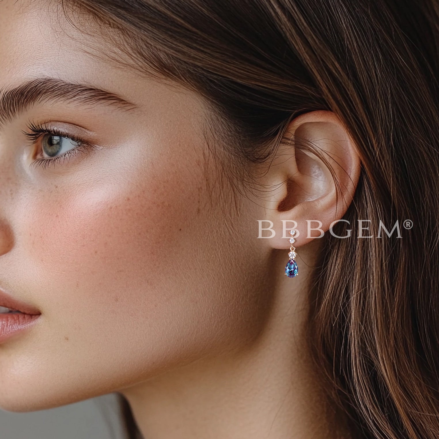 Pear Shaped Alexandrite Dangle Earrings | Color Changing Gemstone Jewelry | Wedding, Party & Evening Wear Accessories