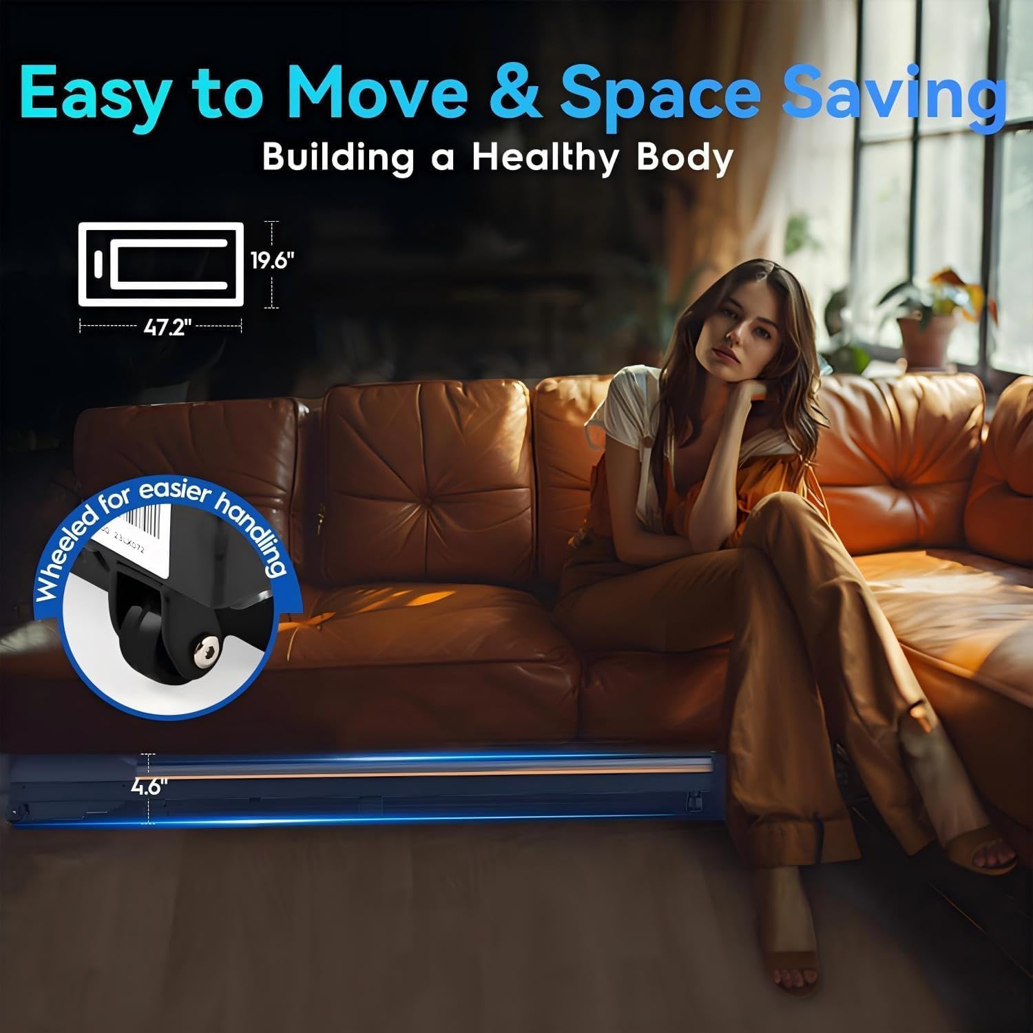 Portable Under Desk Treadmill with Remote Control & LED Display - Walking Pad for Home Office, Compact Walking Jogging Machine for Small Spaces - Perfect for Workouts While Working or Watching TV