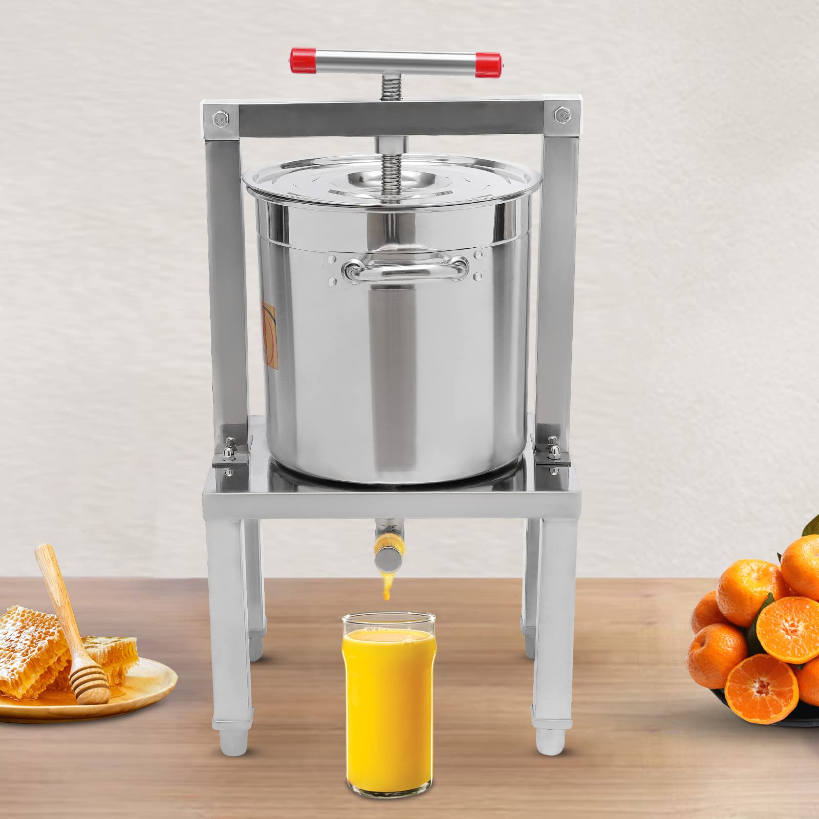448Oz Large Stainless Steel Honey Presser & Beeswax Extractor - Adjustable Height for Farms, Beehives, Commercial Use - Perfect for Fruit Stores, Food Factories & Home Beekeeping