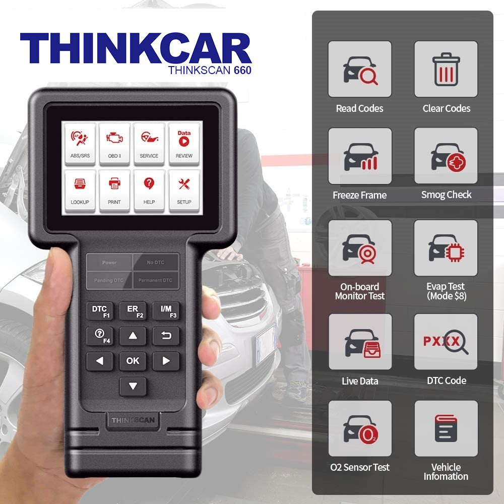 THINKSCAN 660 Professional OBD2 Scanner - Automotive Diagnostic Tool for Engine, Transmission, ABS & Airbag Code Reset | Car Repair & Maintenance | Compatible with Most Vehicles